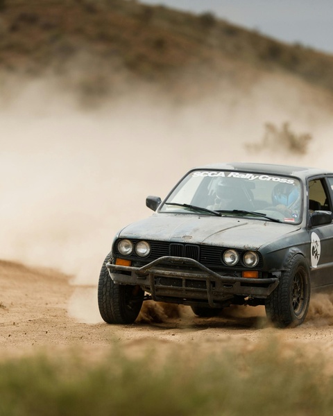 SCCA RallyCross BMW Rally Car on Dirt Track