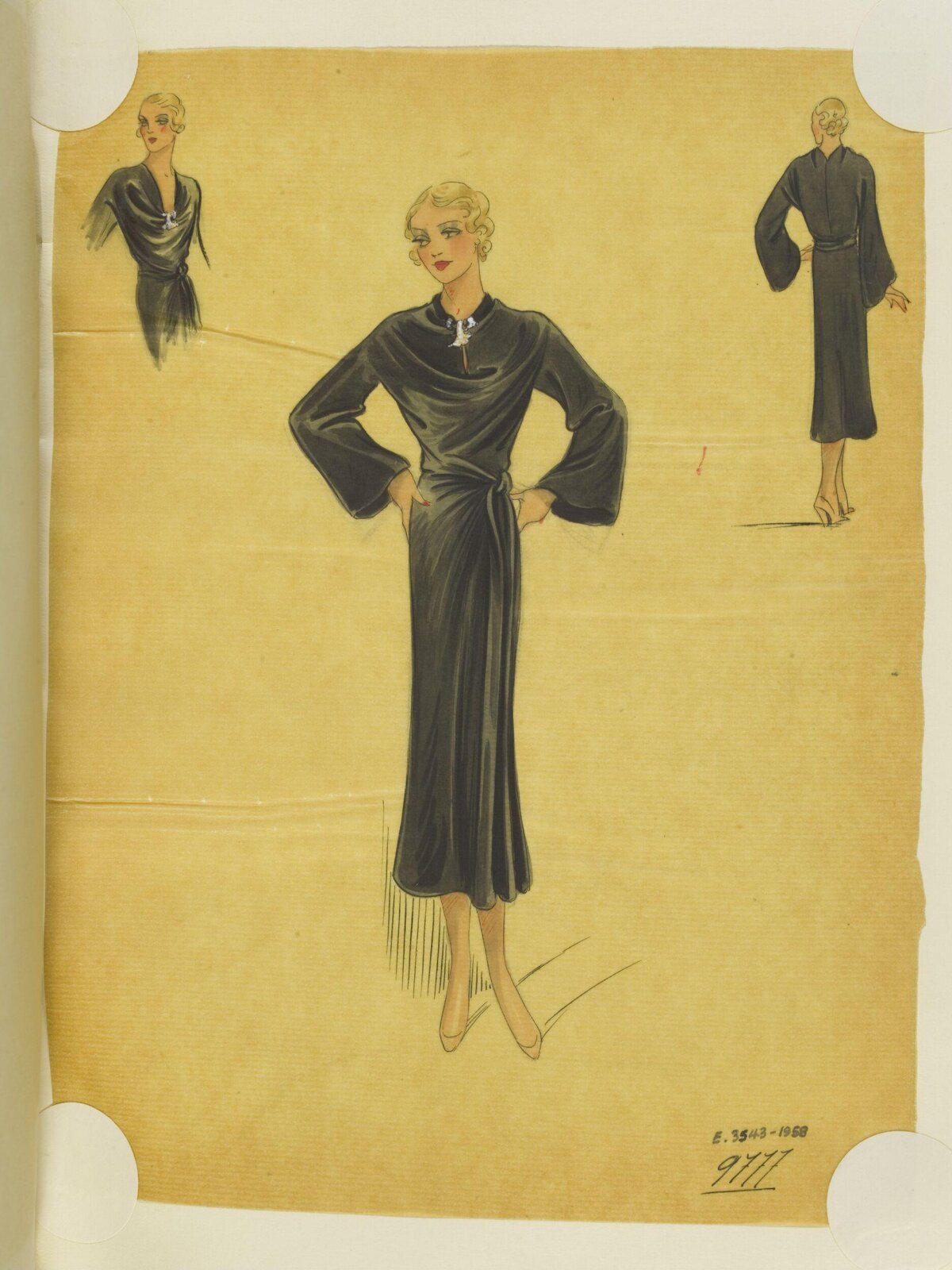 Vintage Black Dress Fashion Sketch