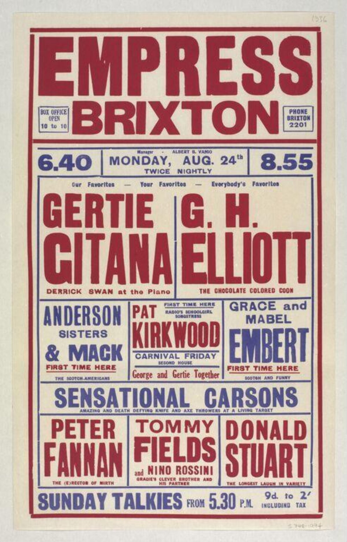 Empress Brixton Vintage Variety Poster