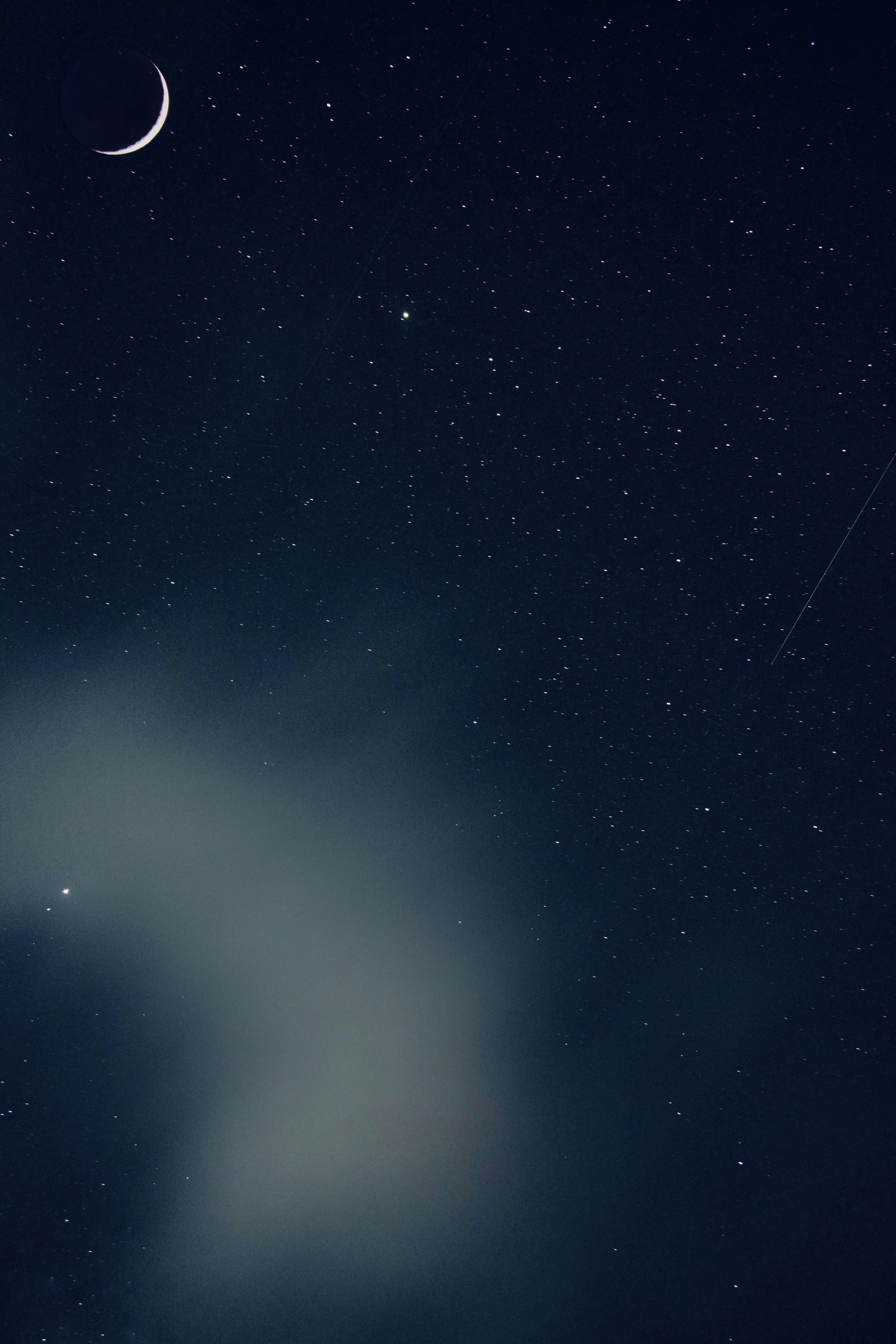 Starry Night with Crescent Moon