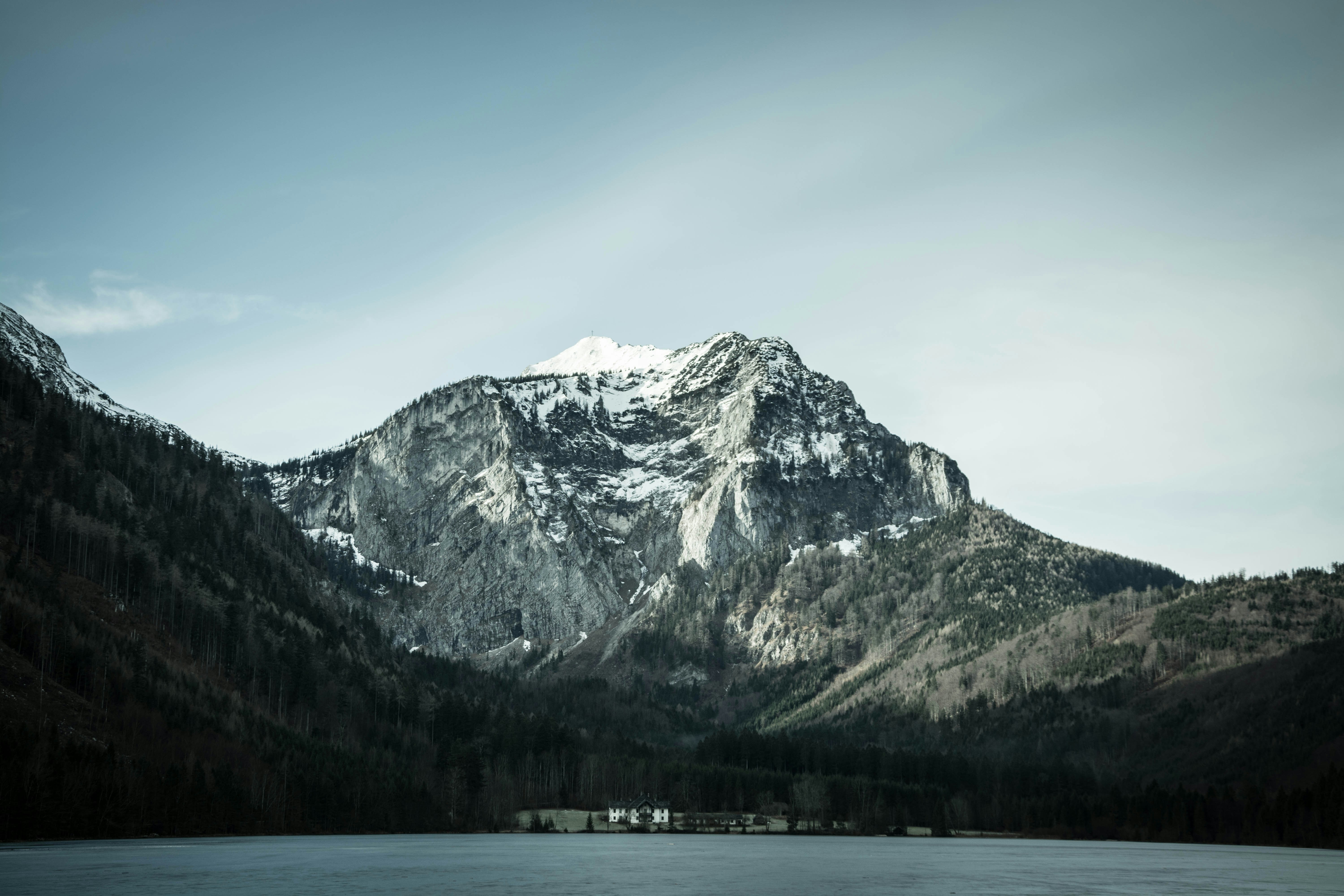 Snow-capped Mountain and Lake Landscape