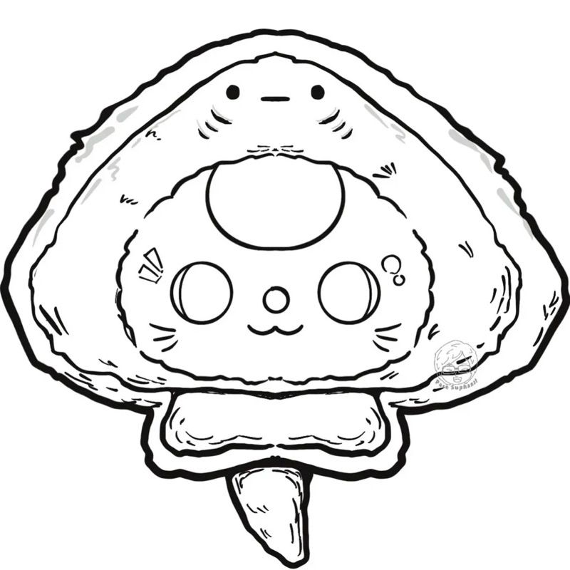 Cute Cartoon Oyster Line Art — Stickers