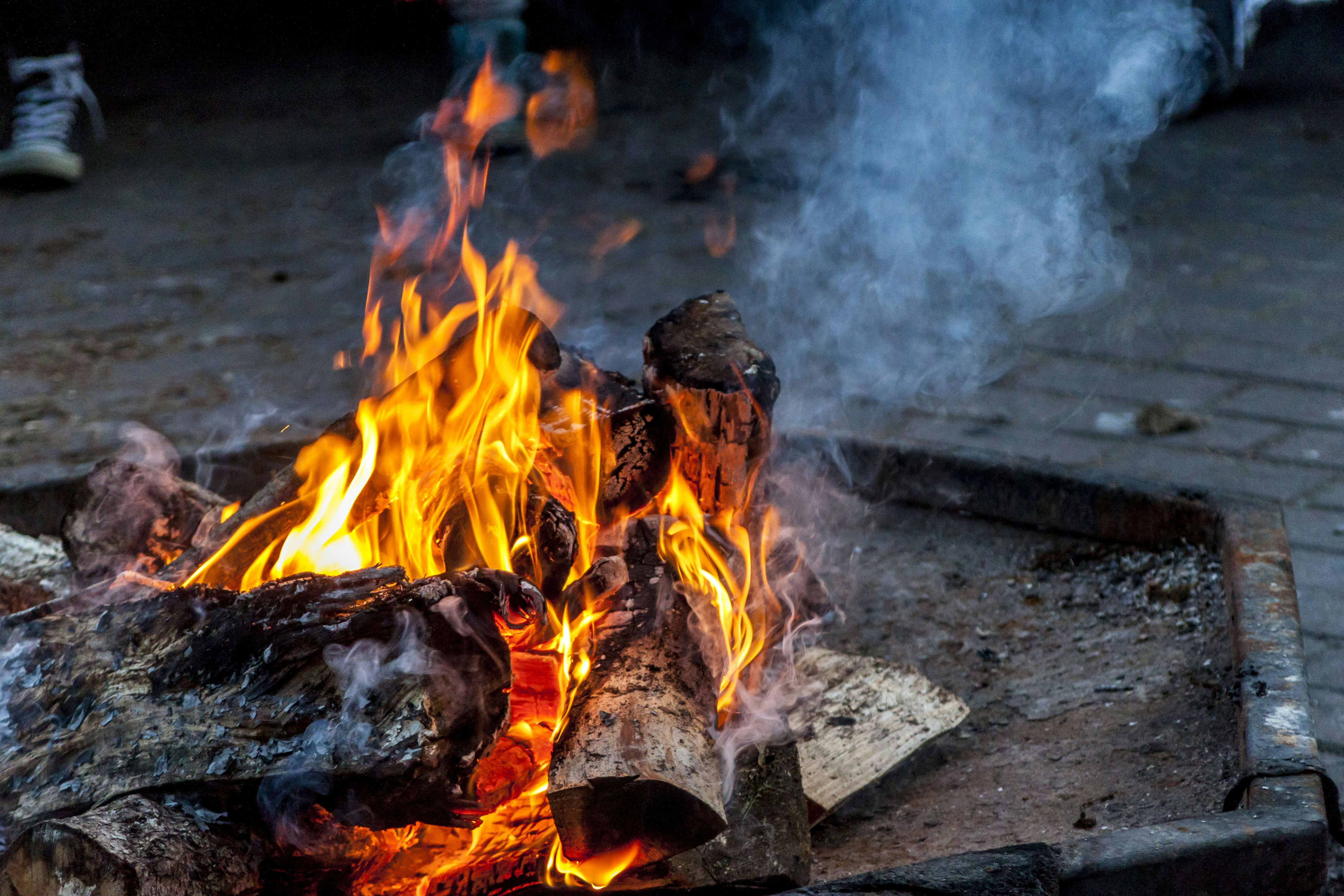 Burning Campfire in Fire Pit