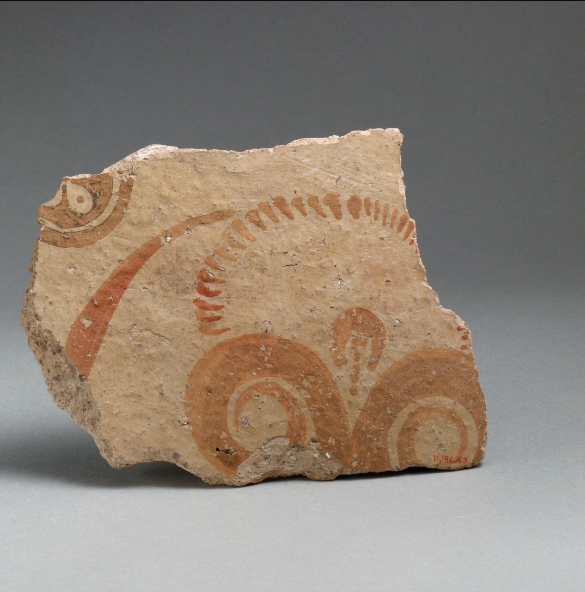 Ancient Painted Ram Plaster Fragment
