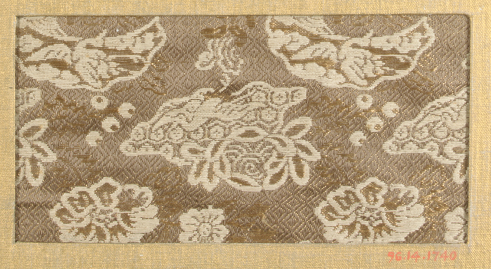 Antique Floral Brocade Textile Fragment