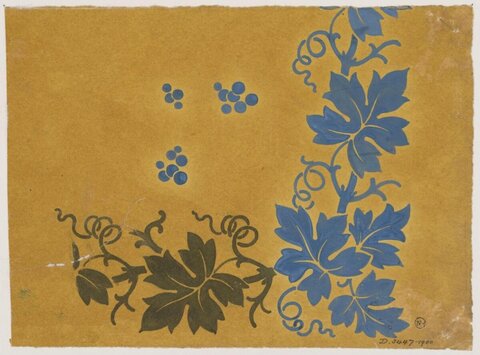 Blue and Olive Grapevine Pattern Design