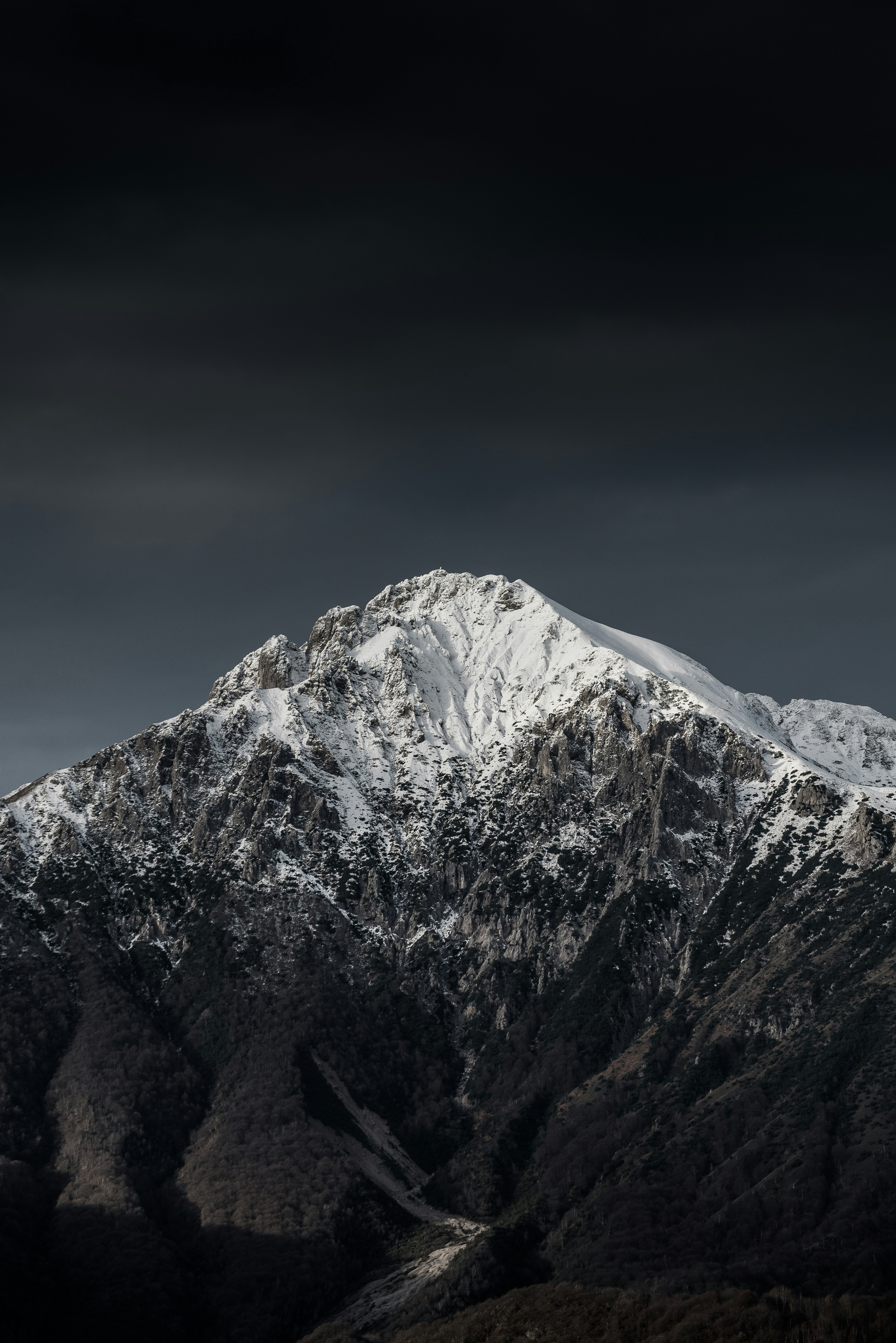 Snow-capped Mountain Under Dark Sky