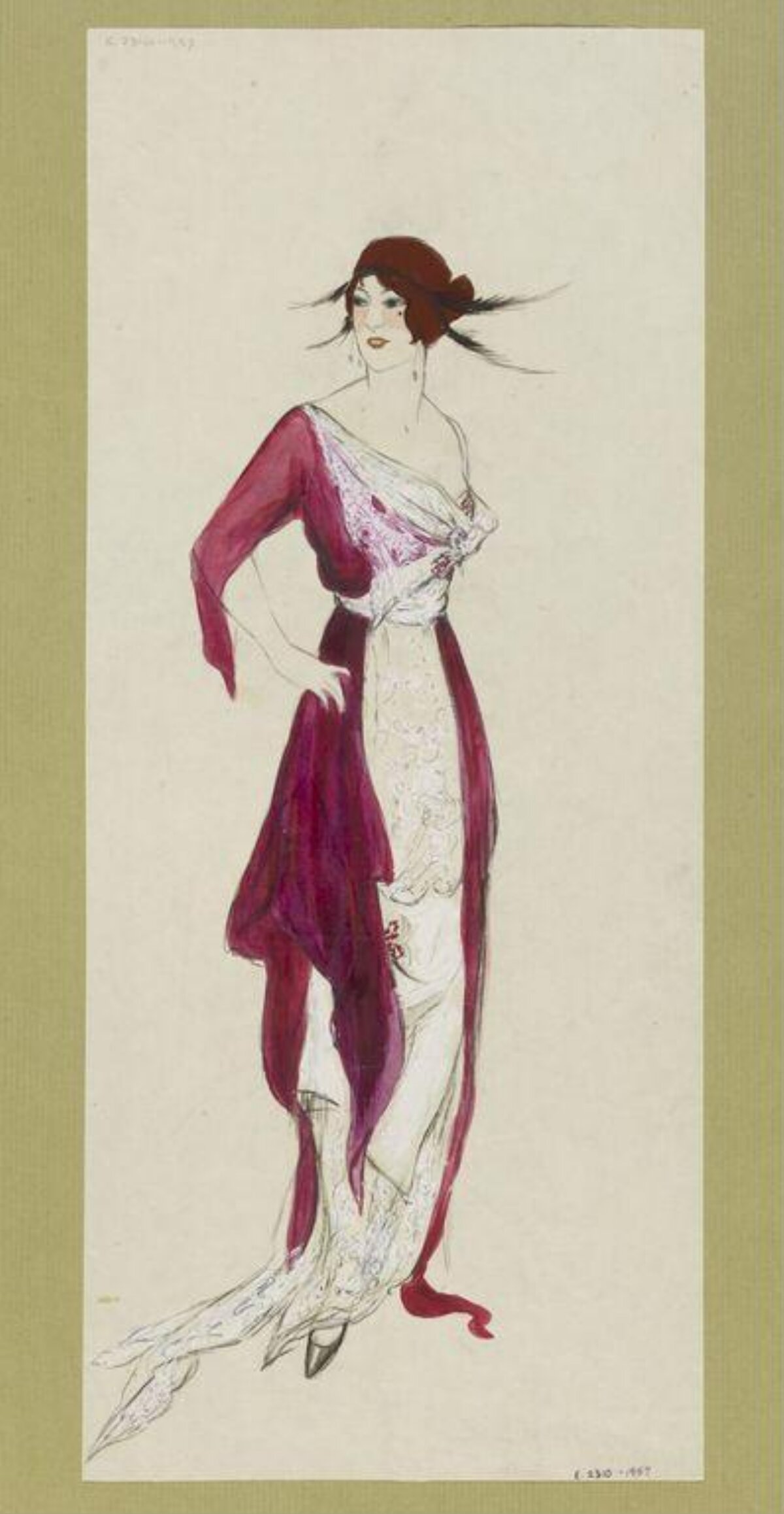 Early 20th Century Women's Fashion Sketch