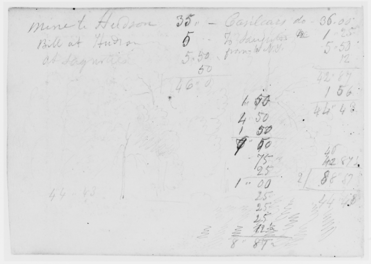 Handwritten Account with Pencil Tree Sketch