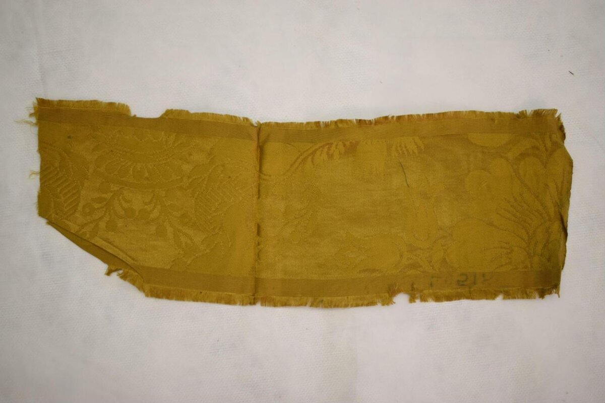 Antique Yellow Patterned Fabric Fragment