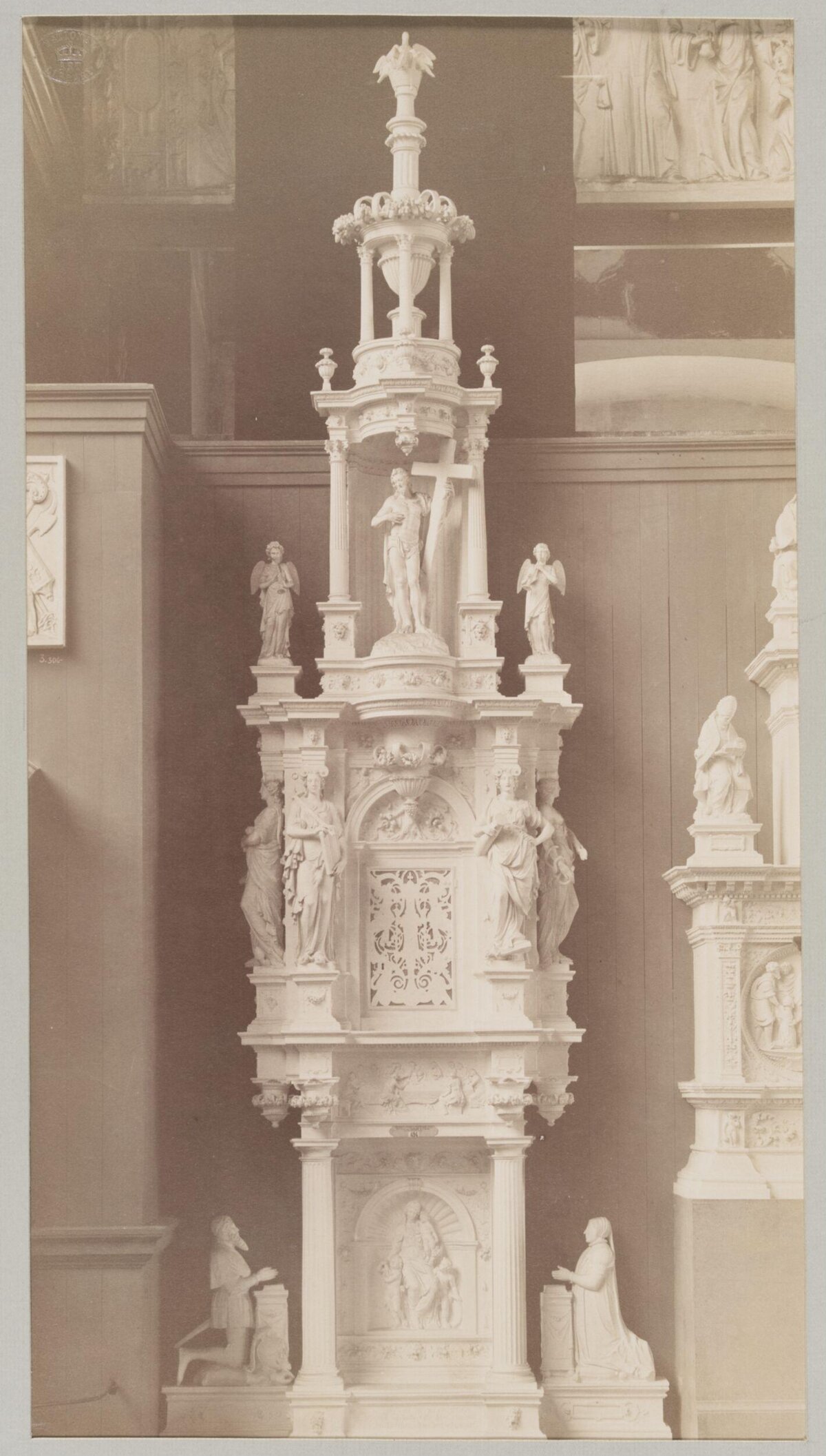 Sepia Photo of Ornate Christian Monument