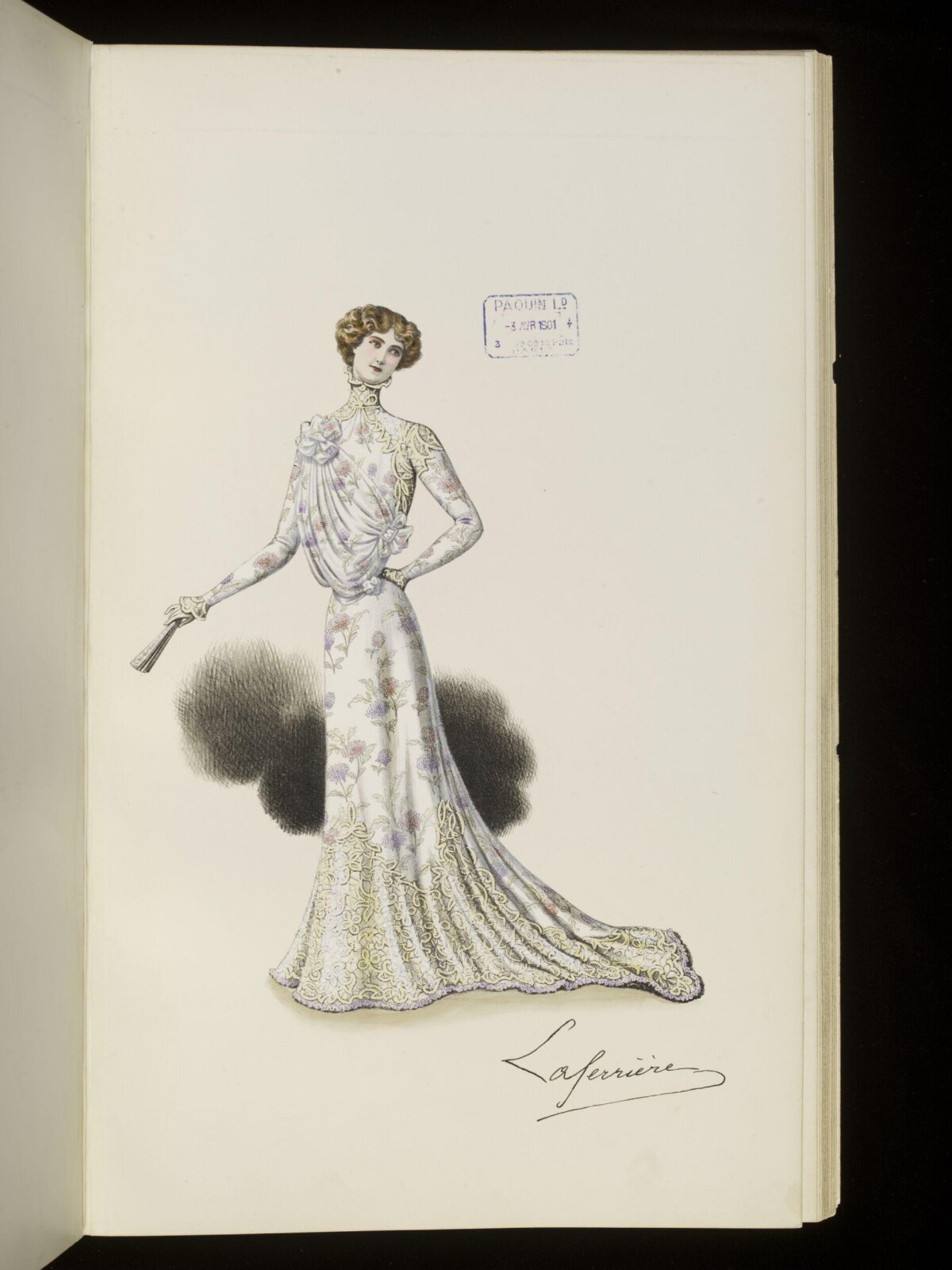 1900s Evening Gown Fashion Illustration