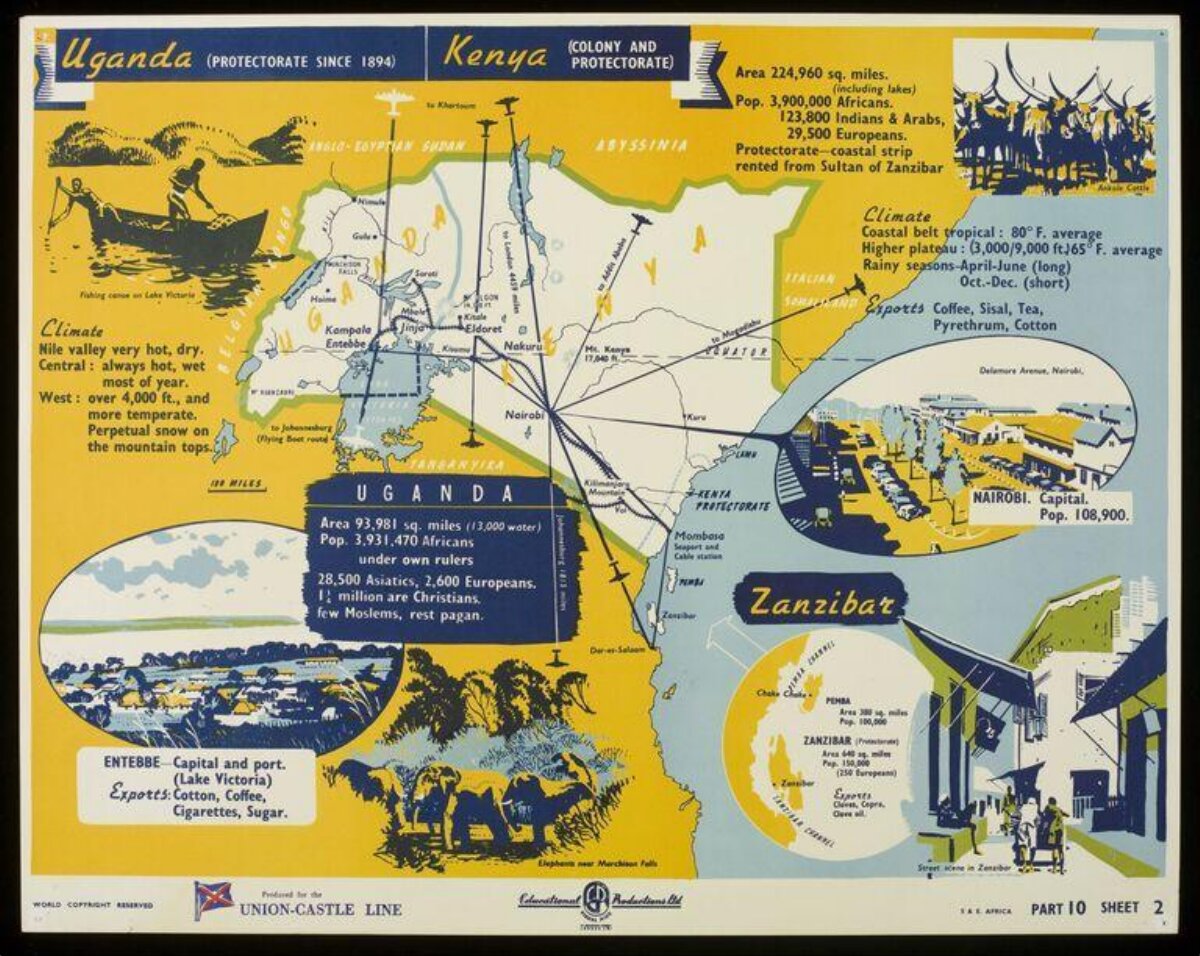Vintage Map of Uganda Kenya Zanzibar — Maps