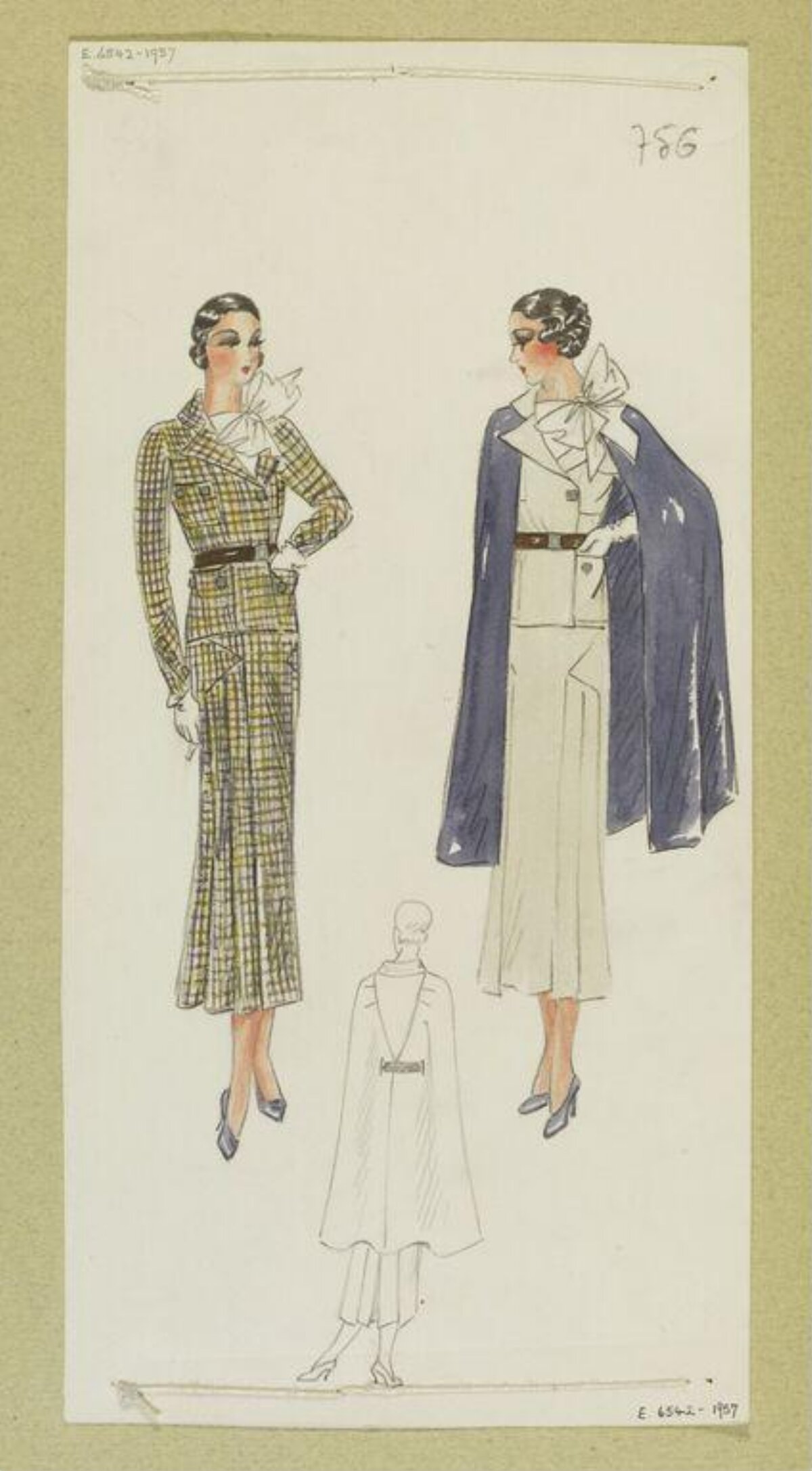 1930s Women's Fashion Design Sketches