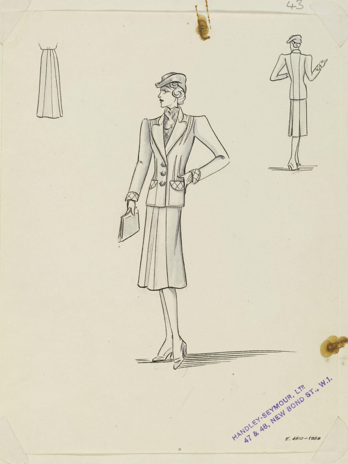 Vintage Women's Suit Fashion Sketch