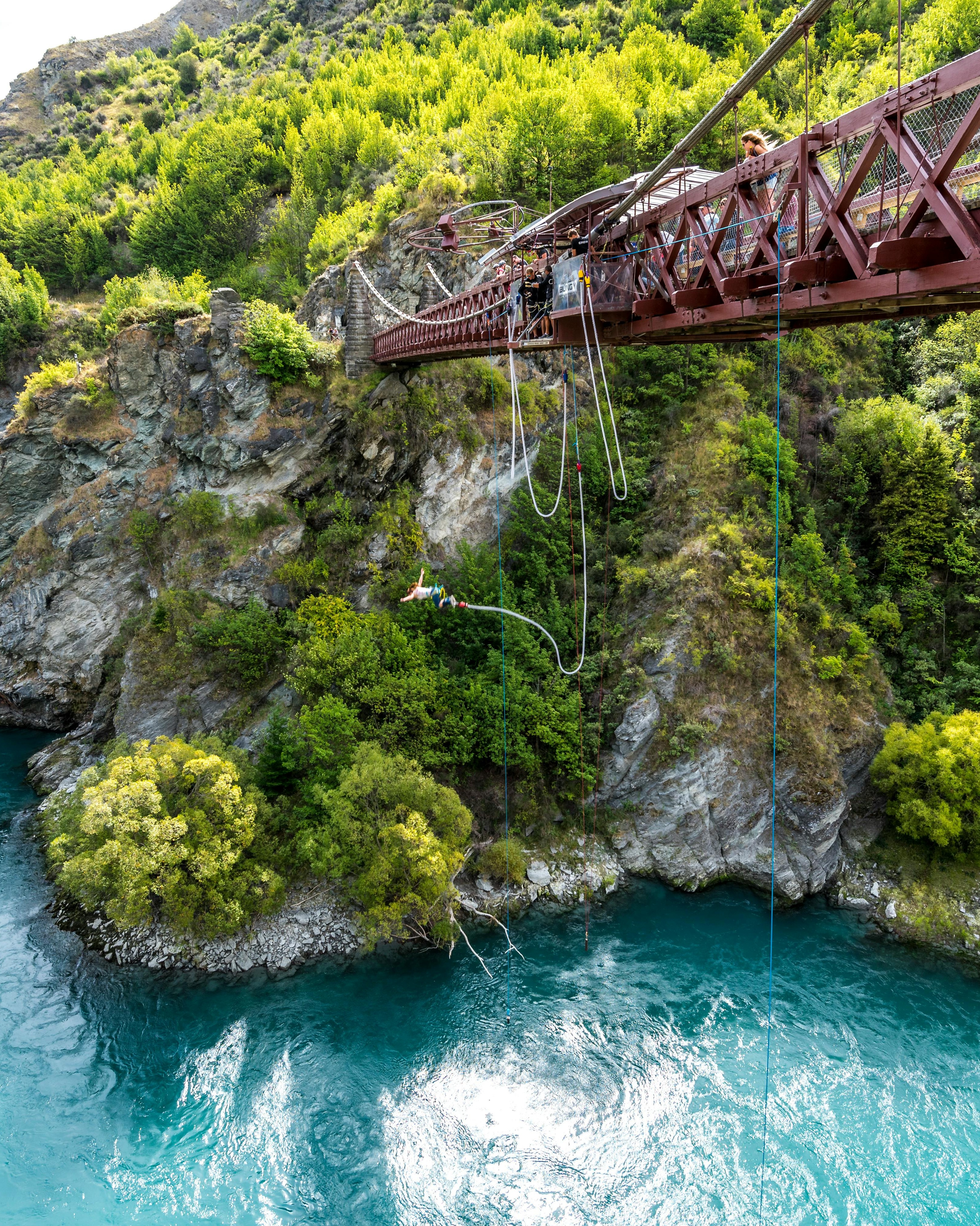 Bungee Jumping Over River Gorge