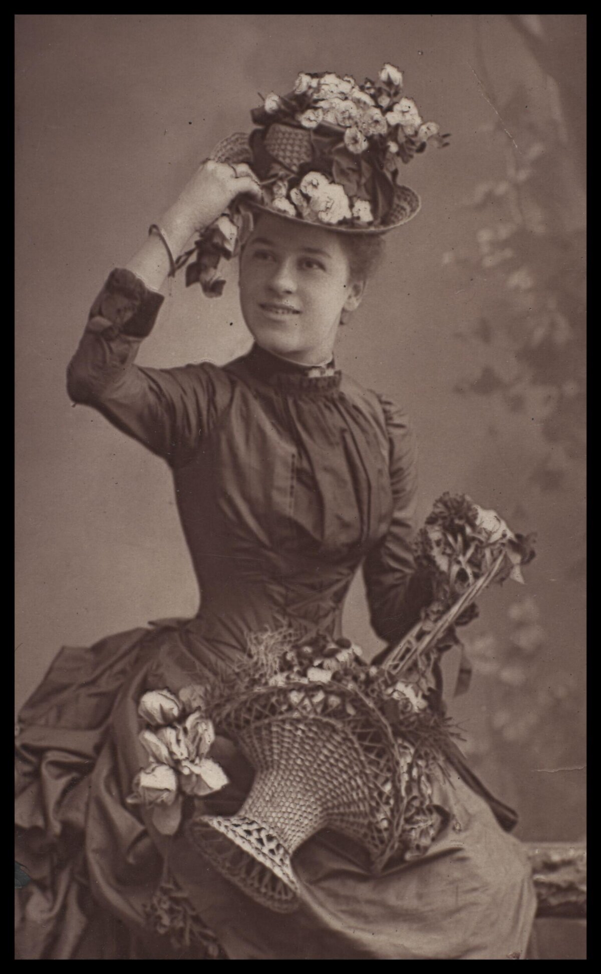 Vintage Portrait of Woman With Flowers