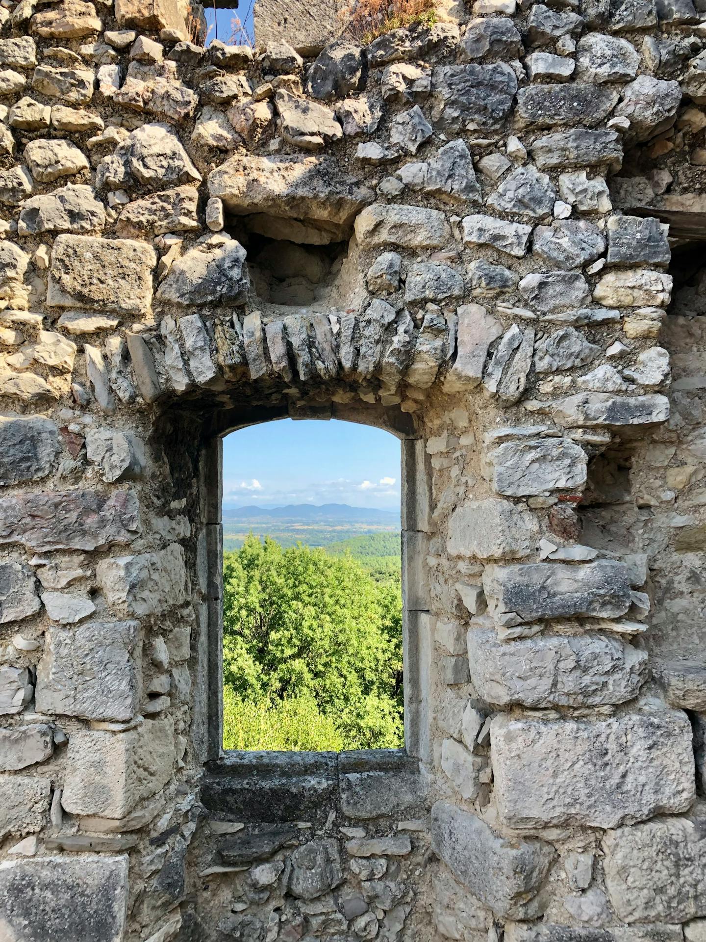 Old Stone Ruin Window View — Backgrounds