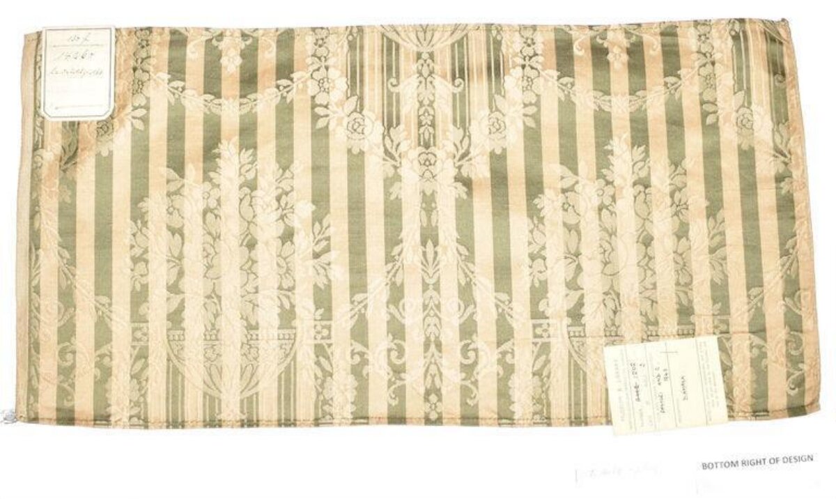 Vintage Striped Floral Fabric Sample