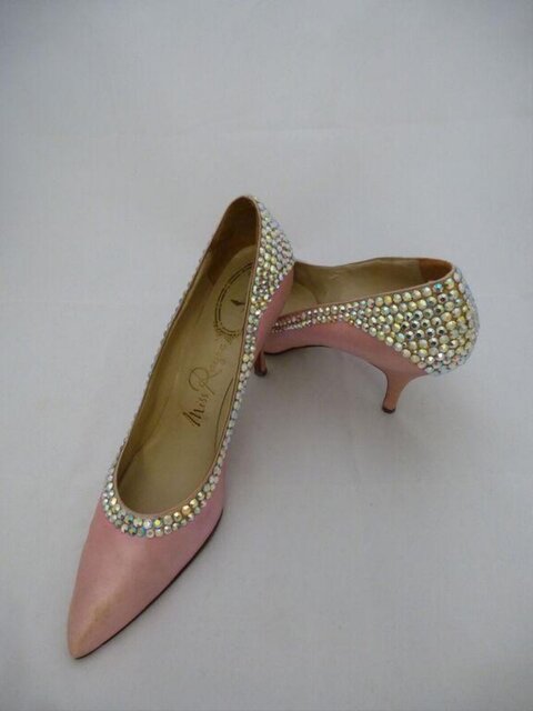 Pink Rhinestone Pointed High Heels