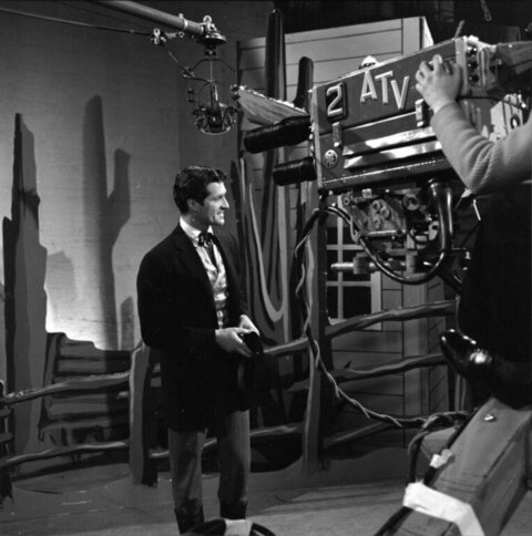 Actor on ATV Television Studio Set