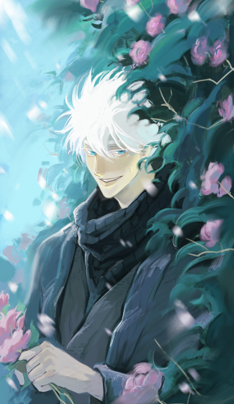 Gojo Satoru Among Pink Roses
