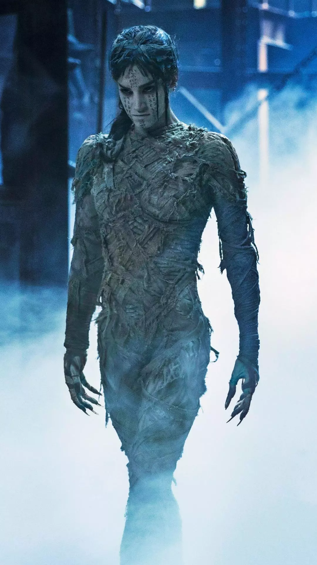 Revived Mummy Walking Through Fog