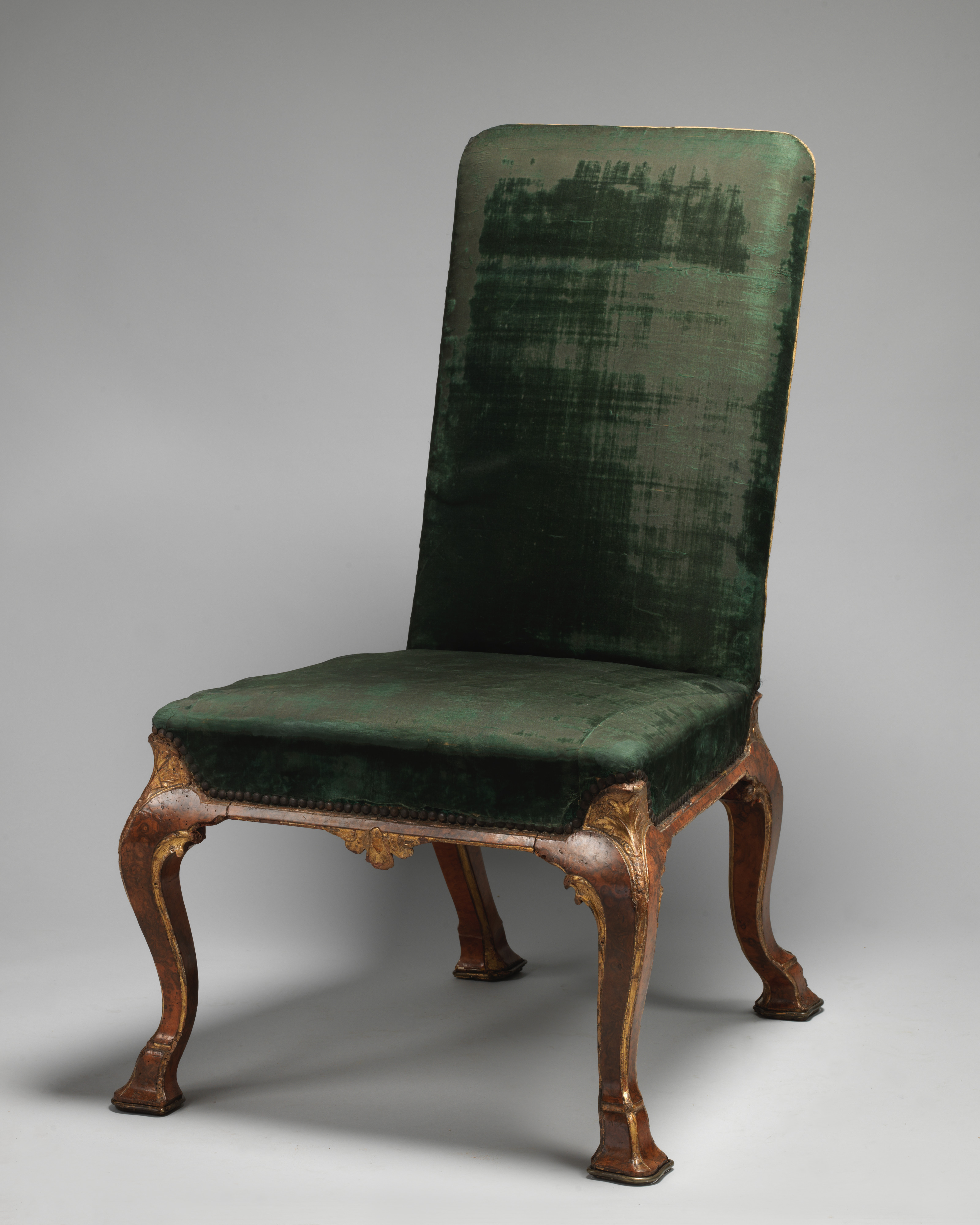 Antique Green Upholstered Side Chair