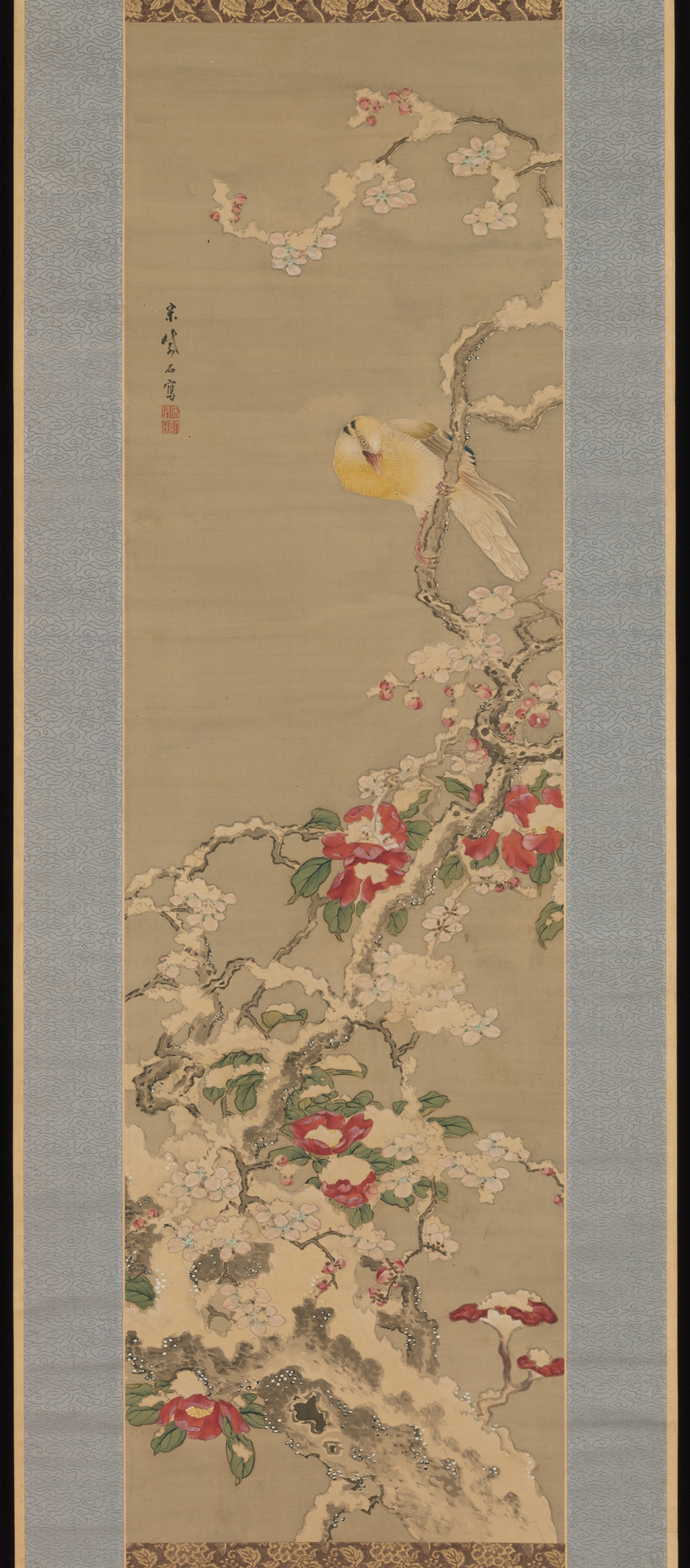 Snowy Flower-bird Scroll Painting