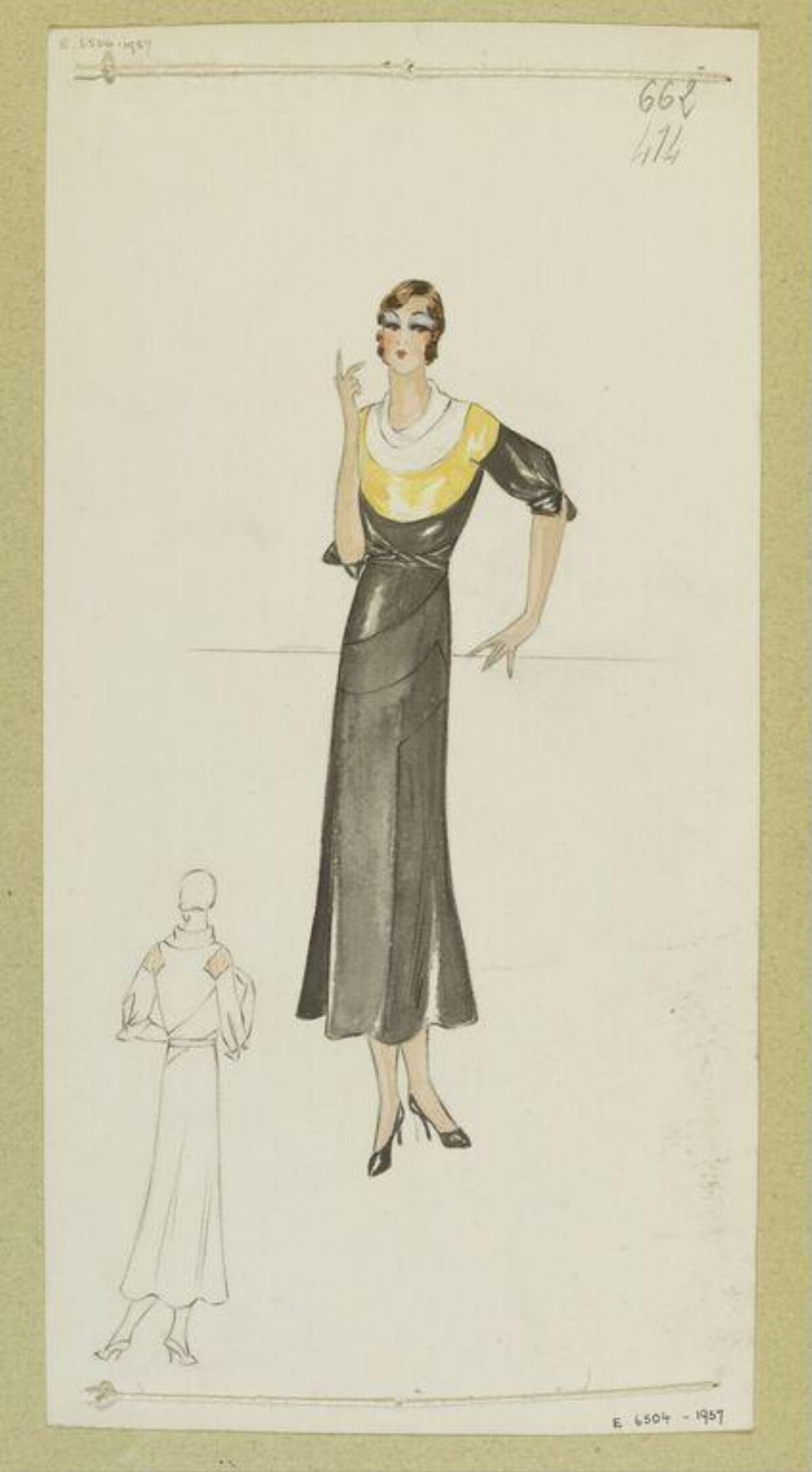 Vintage Fashion Dress Design Sketch