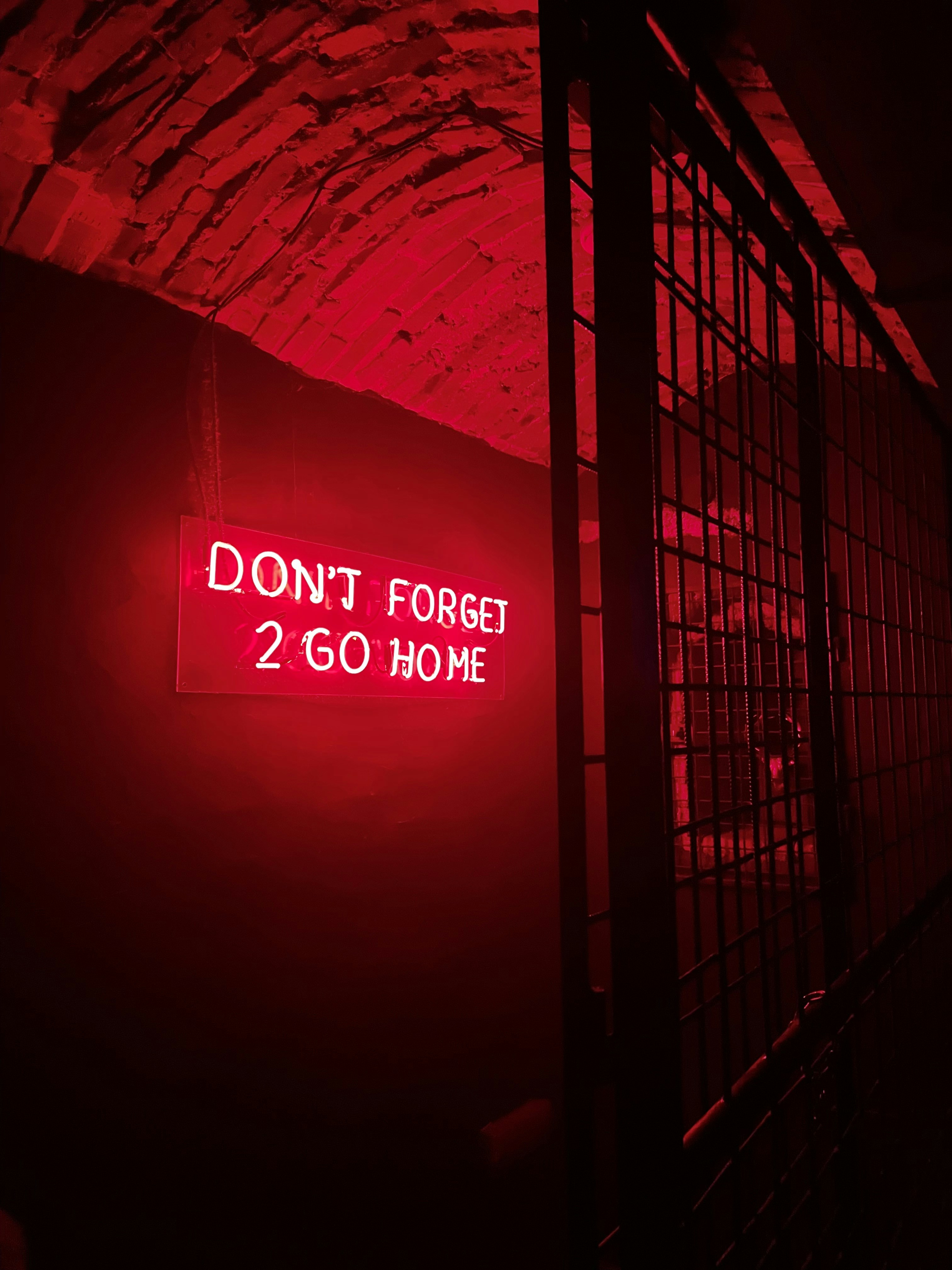 Red Neon Don't Forget 2 Go Home Sign