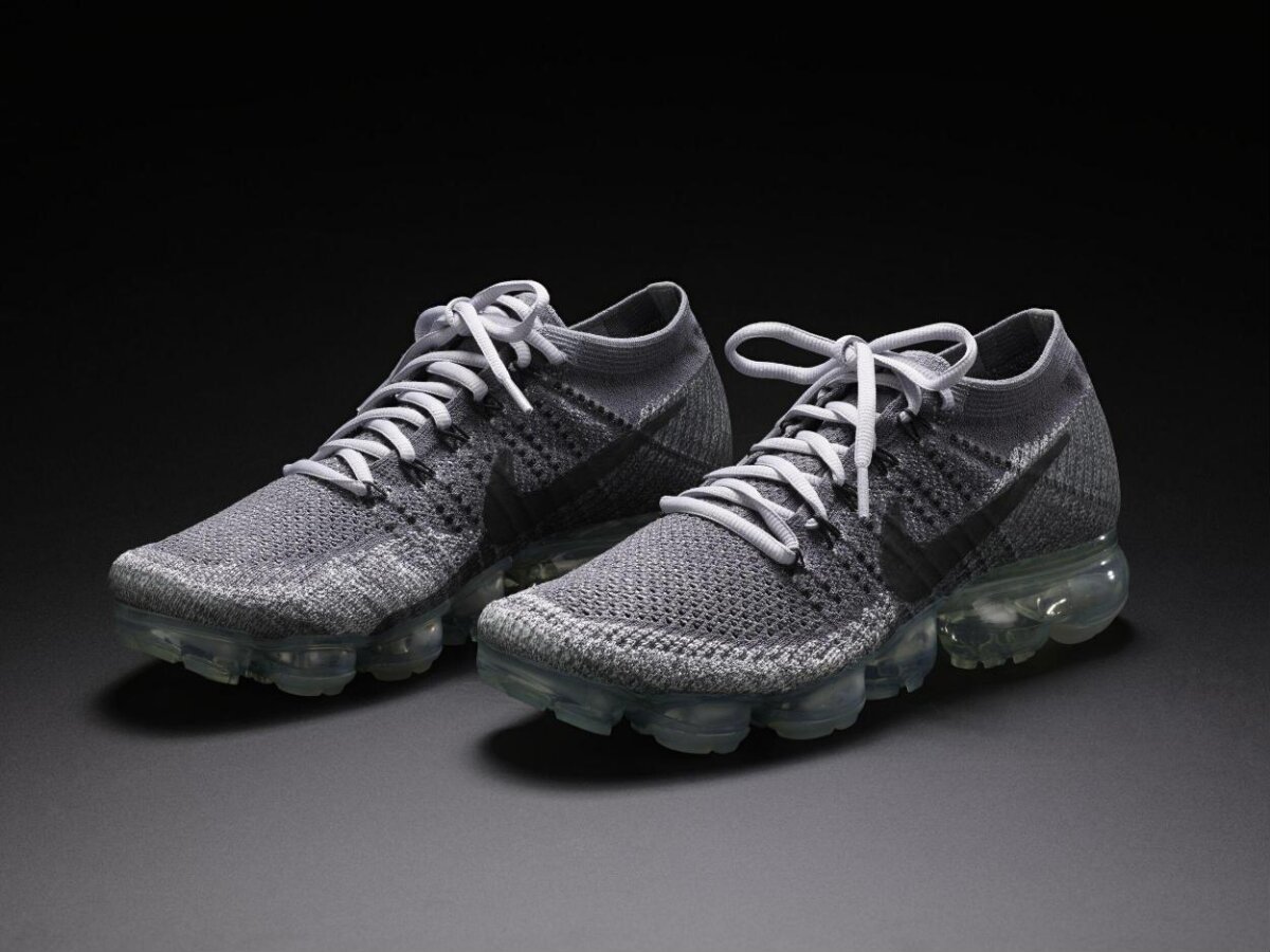 Pair of Gray Nike VaporMax Sneakers