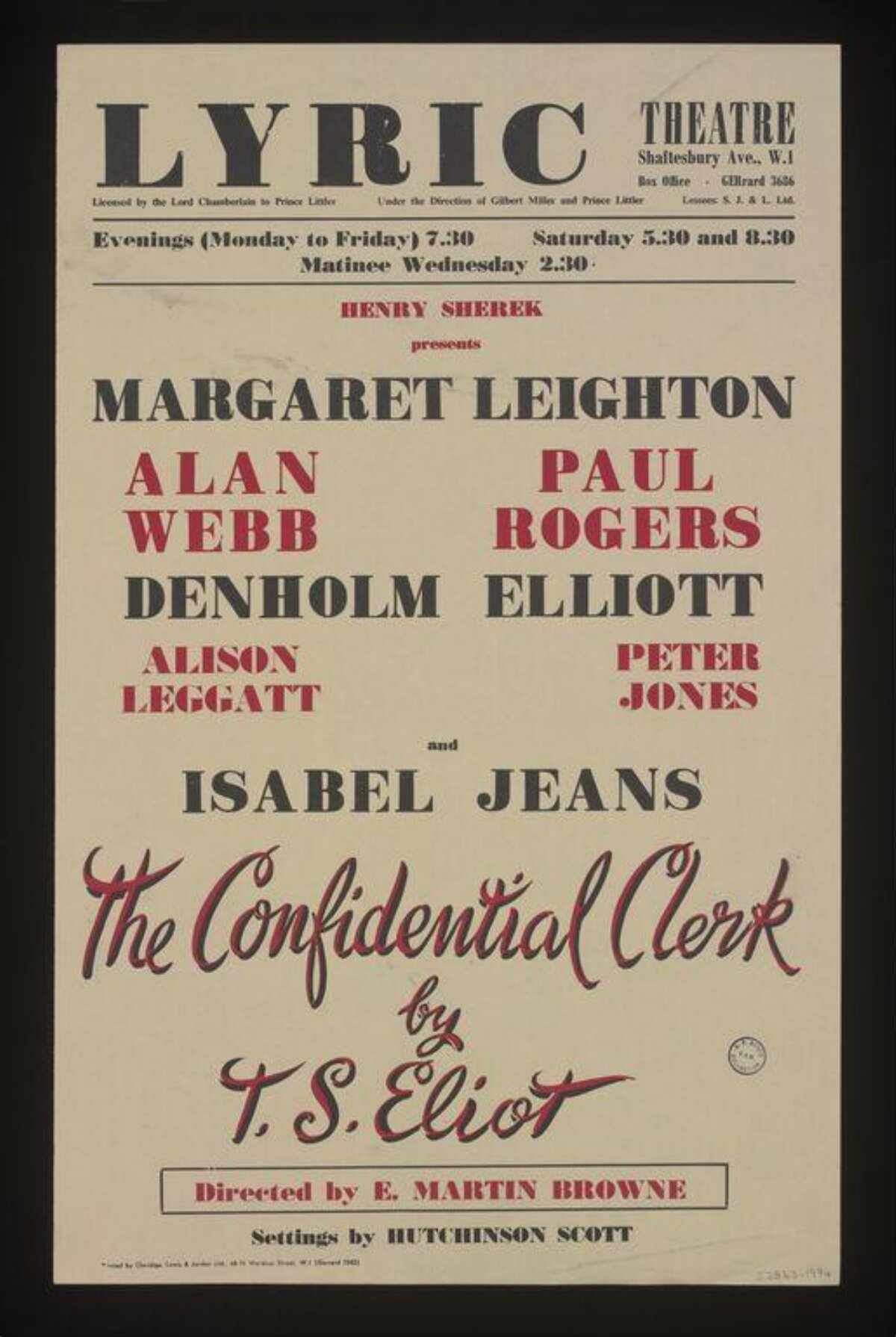 The Confidential Clerk Theatre Poster