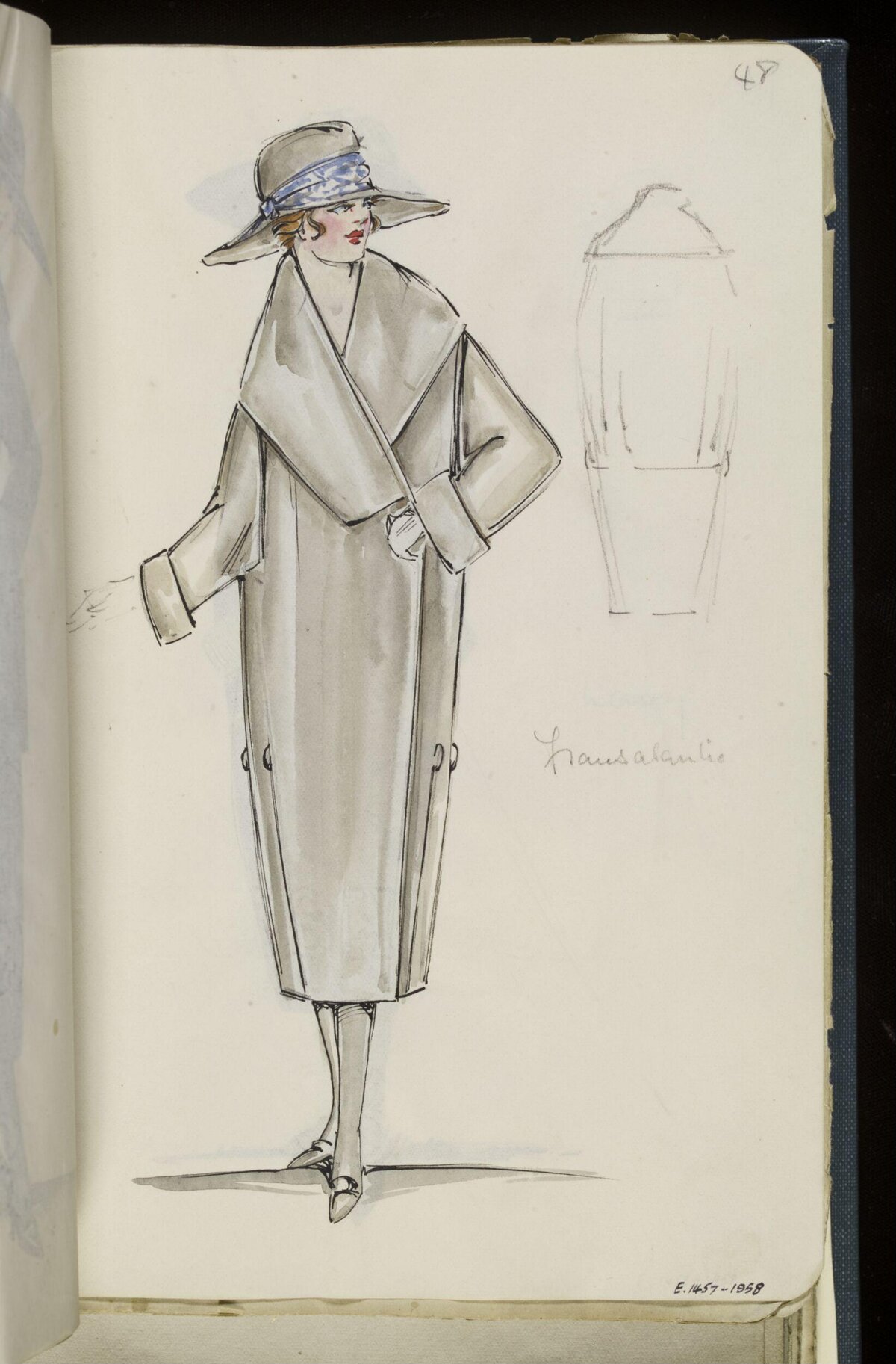 Vintage Women's Coat Fashion Sketch