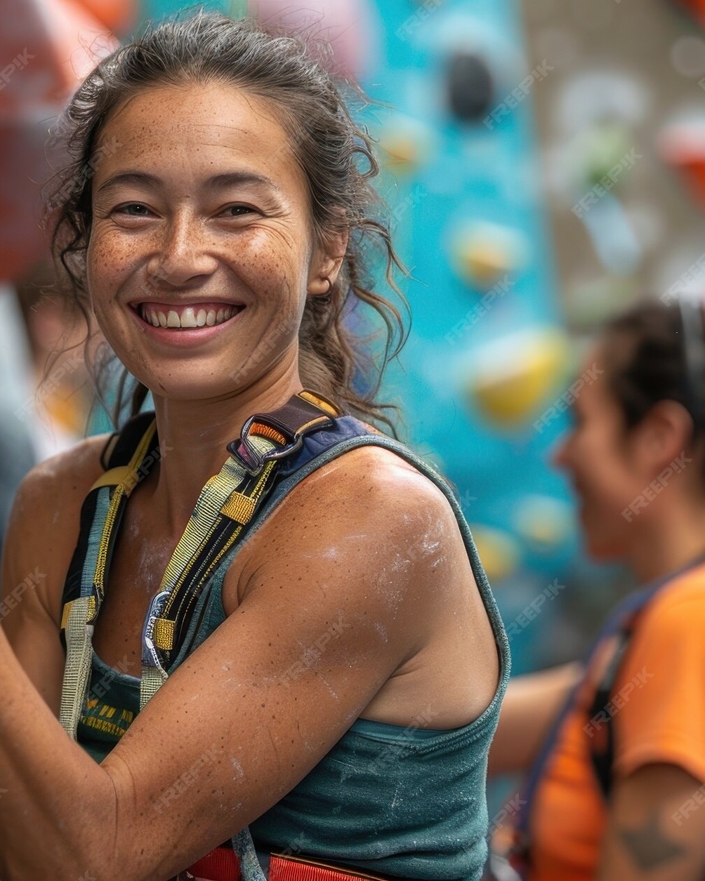 Smiling Female Rock Climber