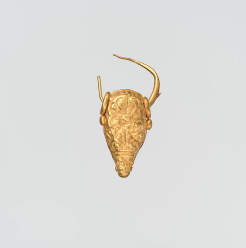 Ancient Bull Head Gold Earring