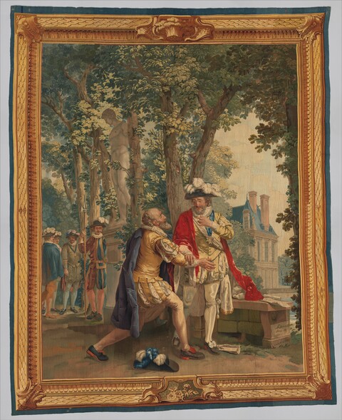 Tapestry of Noblemen Meeting in Garden