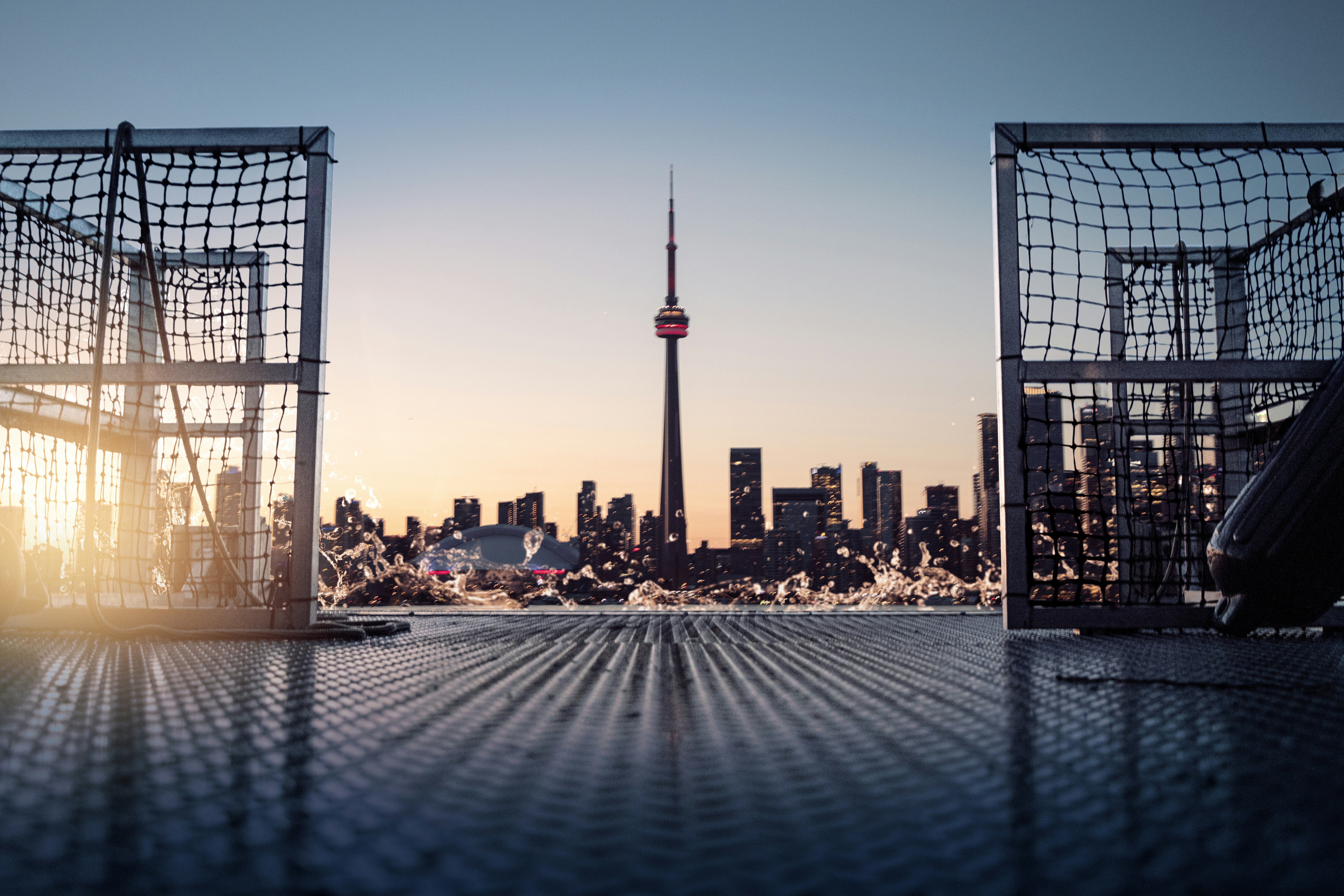 Toronto Skyline Through Goal Net