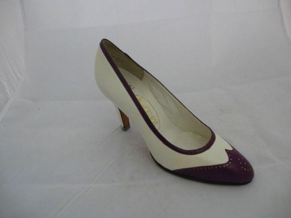 Ivory and Purple High Heel Pump