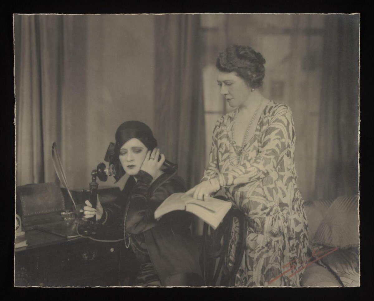 Two Women With Vintage Telephone