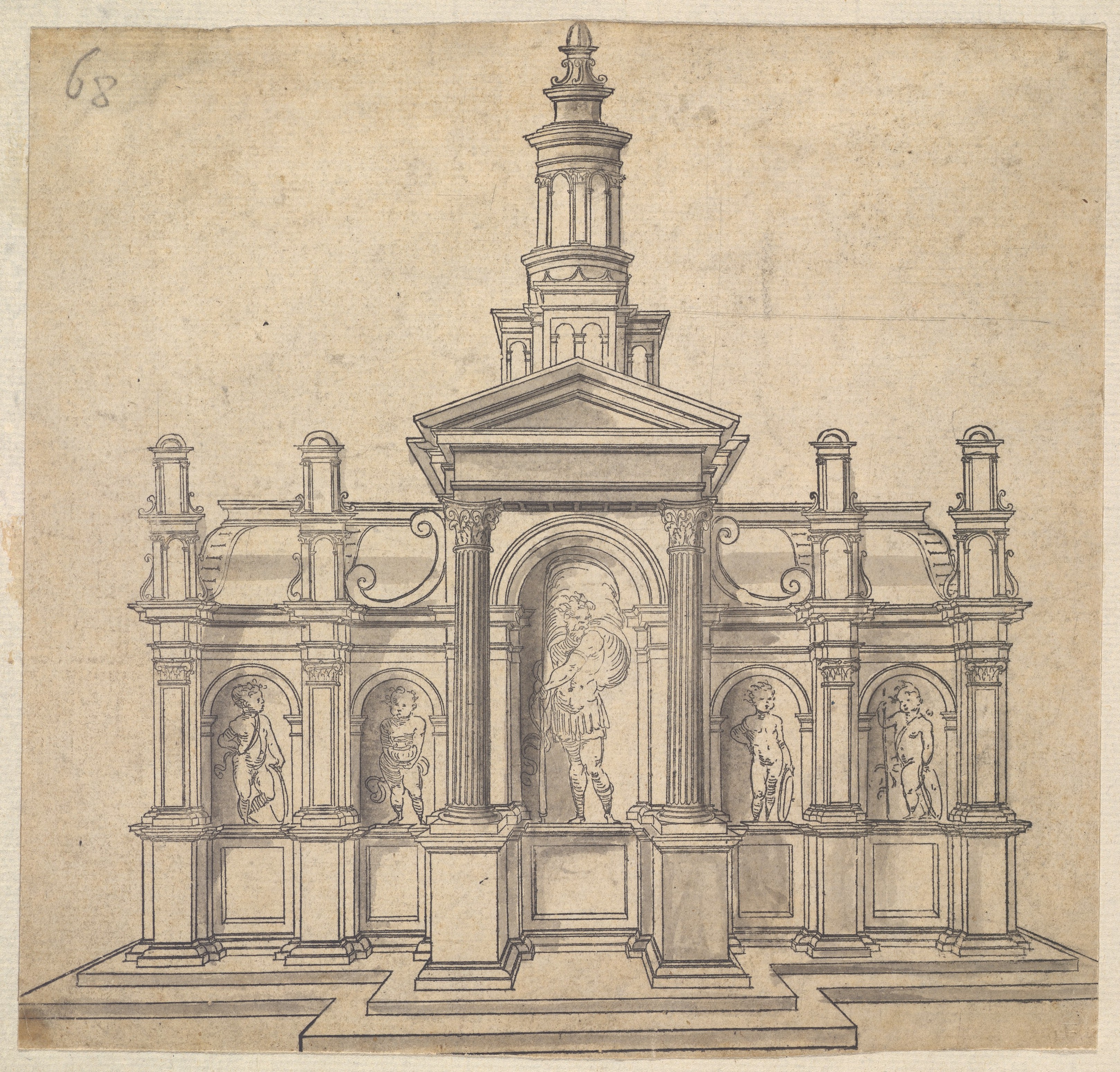 Ornate Architectural Monument Sketch