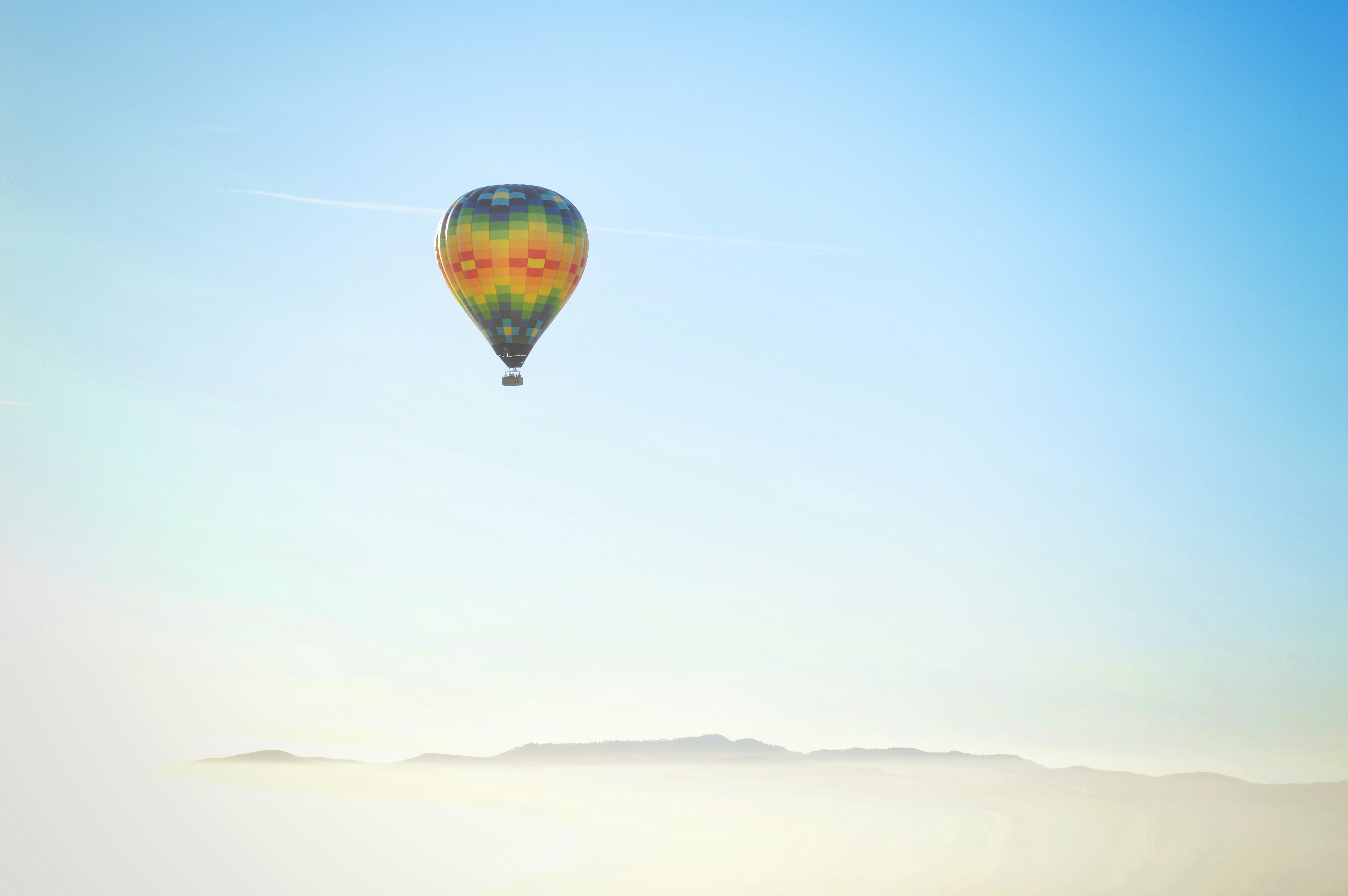 Colorful Hot Air Balloon In Clear Sky