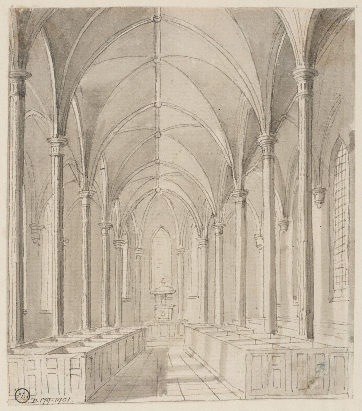 Gothic Church Interior Sketch