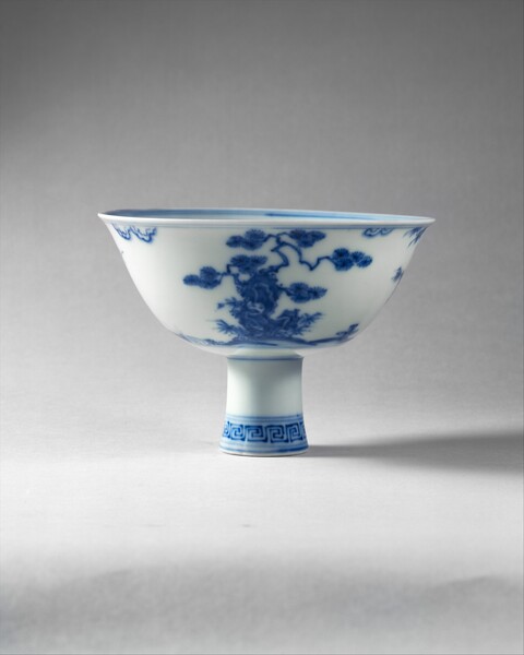 Chinese Blue and White High Stem Bowl