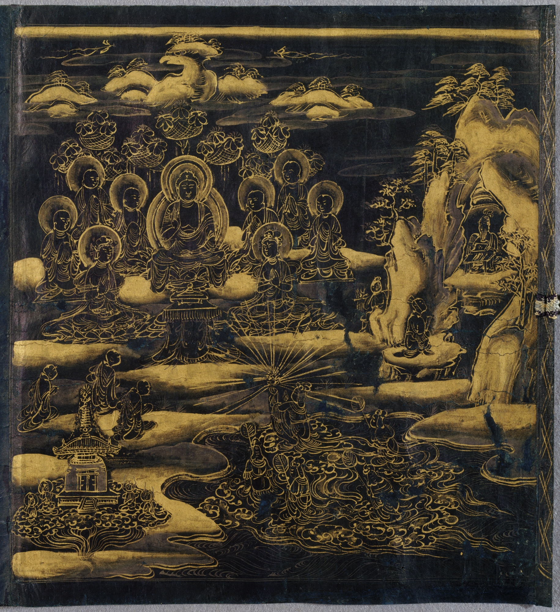 Black Ground Gold Buddhist Painting