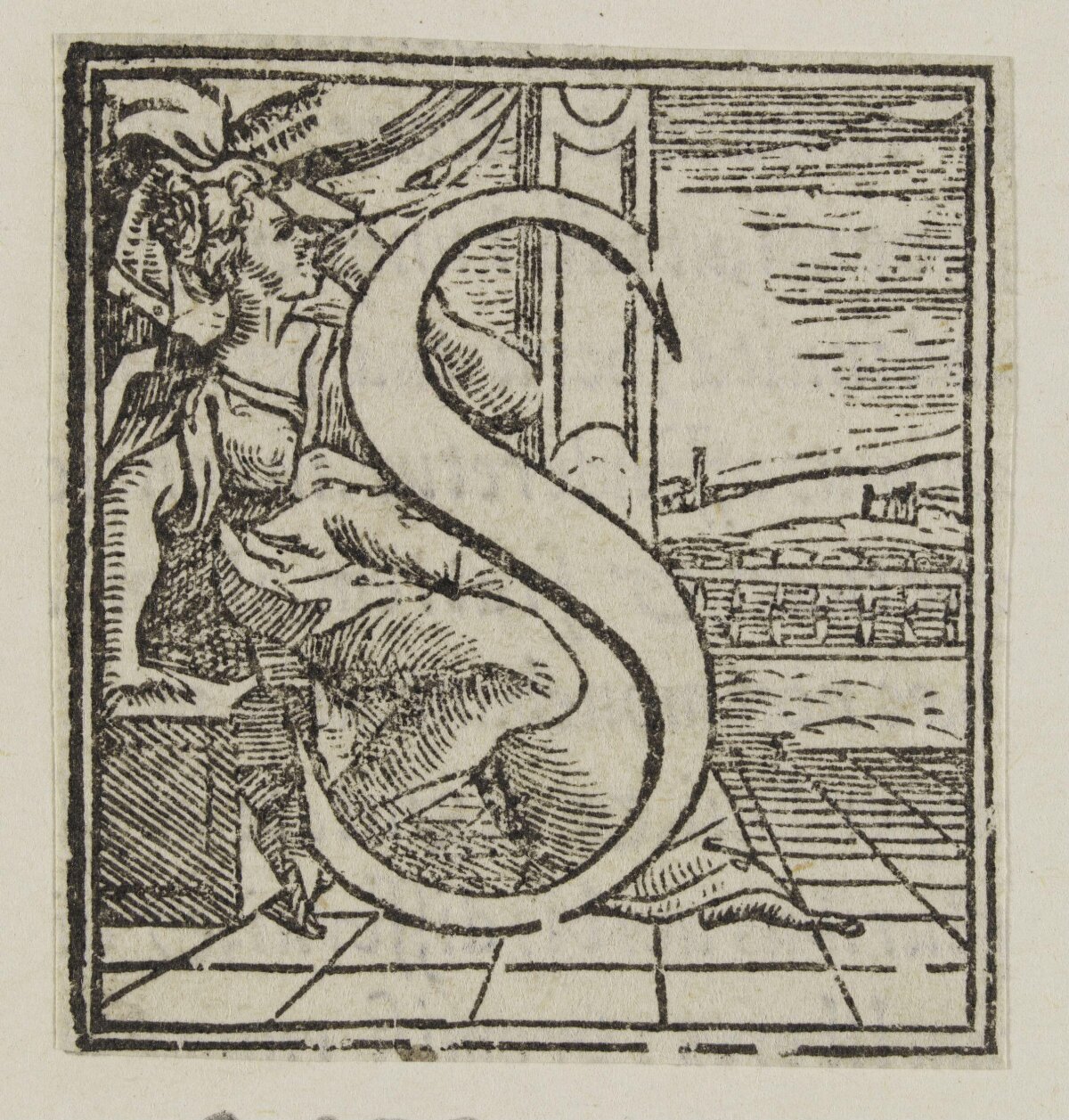 Decorated Initial S Woodcut