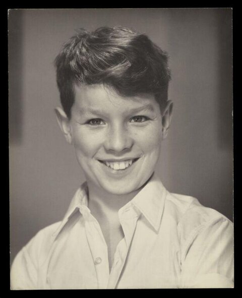 Black and White Portrait of Smiling Person