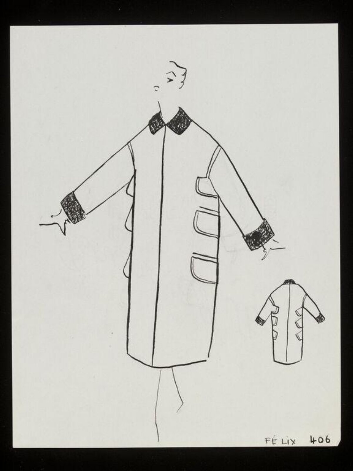 Long Overcoat Fashion Design Sketch