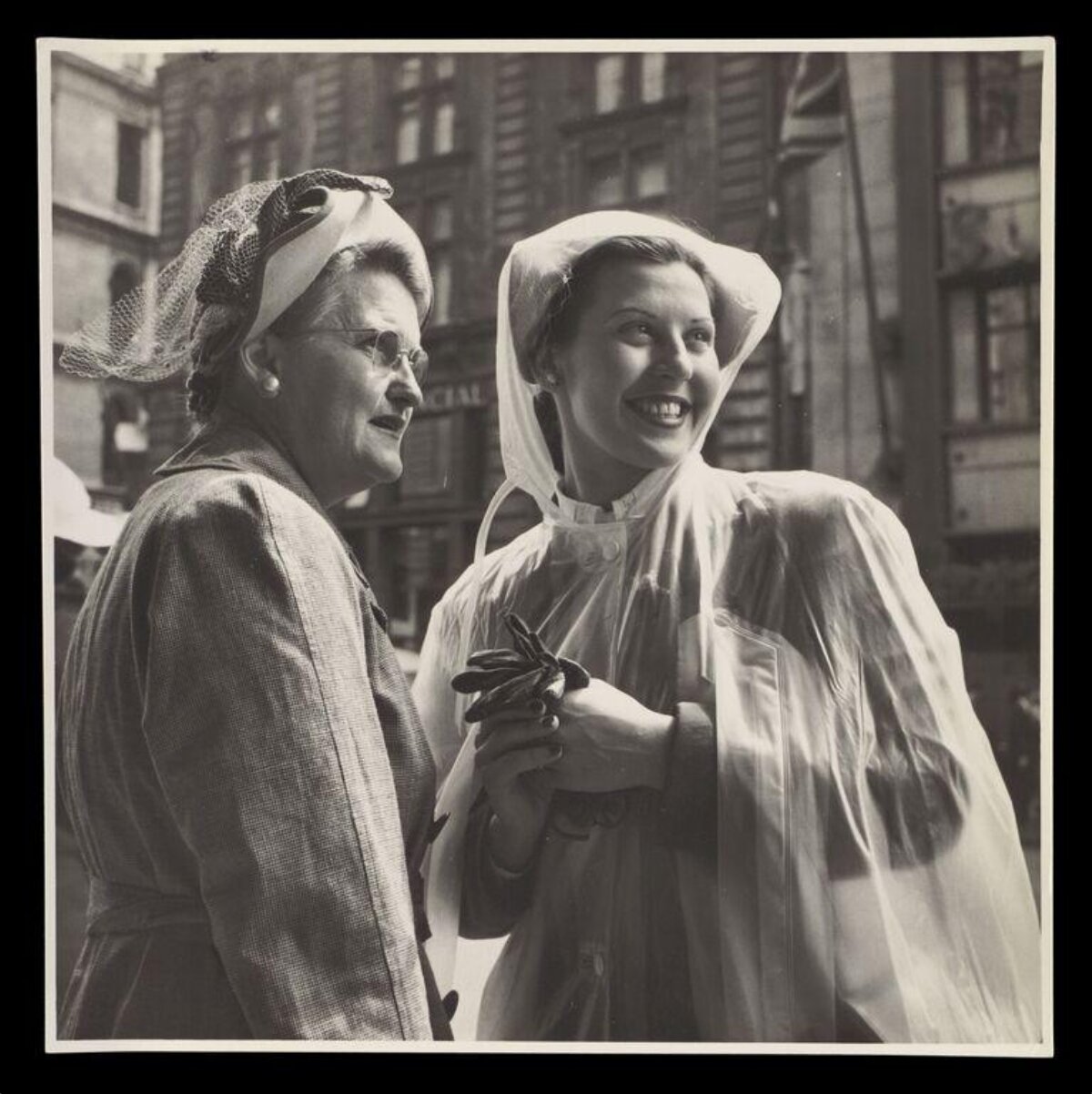 Two Women in Vintage City Street
