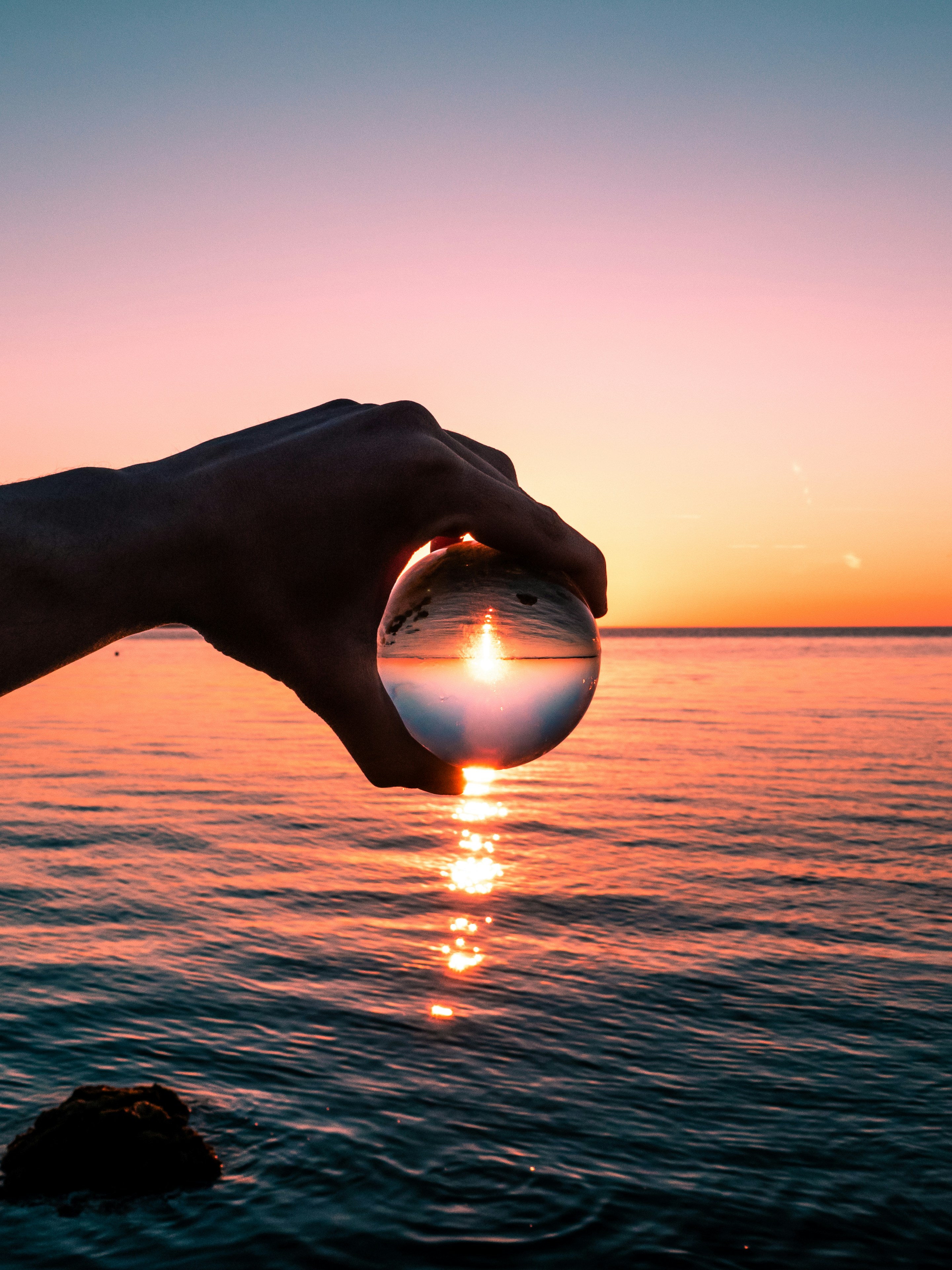 Sunset Sea Through Crystal Ball